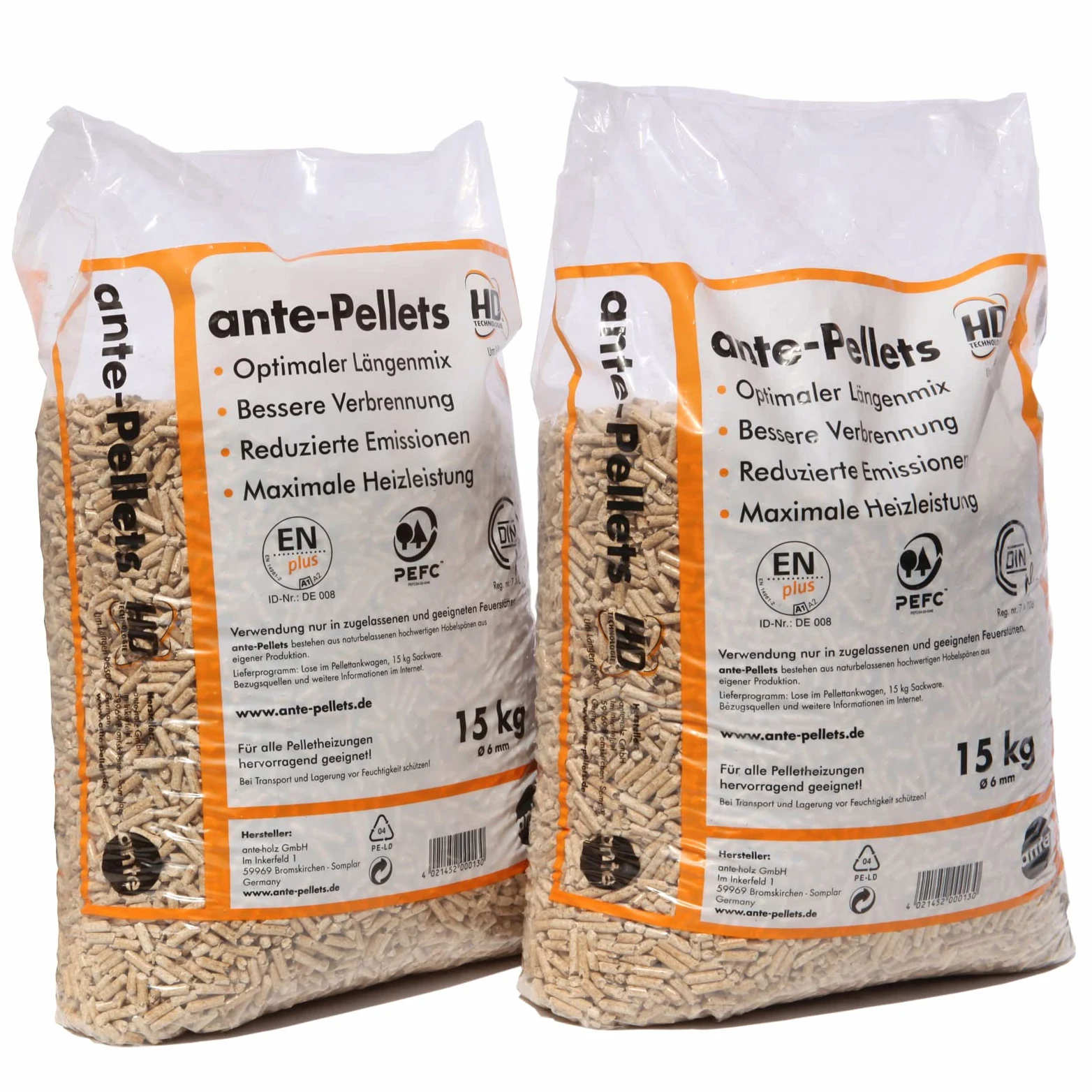 Ante Pellet di legno, 2 x 15 kg