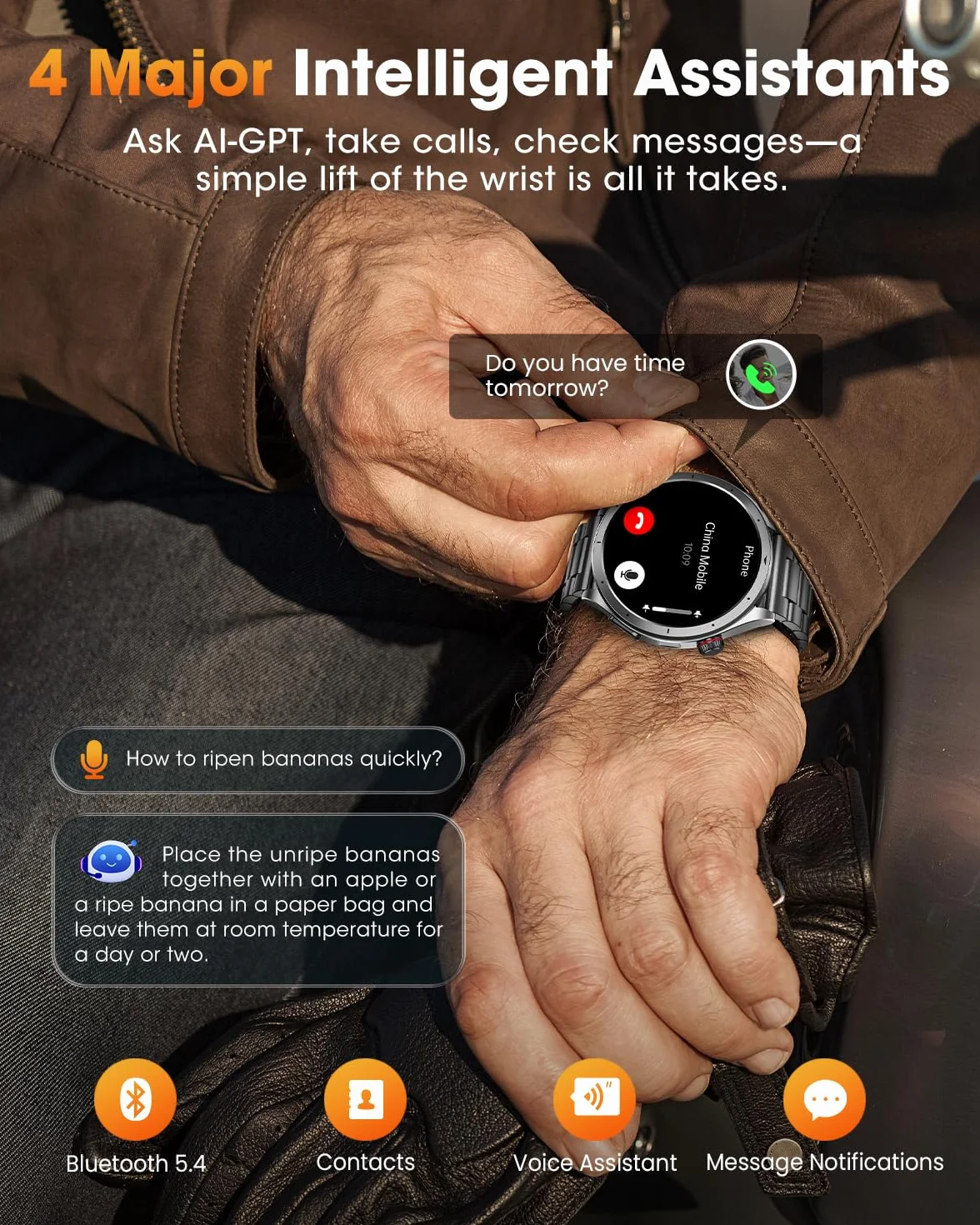 Smartwatch Uomo con ECG+HRV, AI GPT Orologio Uomo con Pressione Sanguigna, Frequenza Cardiaca, SpO2, 24H Sonno, 120+ Modalità Sportive IP68 Smartwatch Fitness, Notifiche Messaggi Android iOS Nero