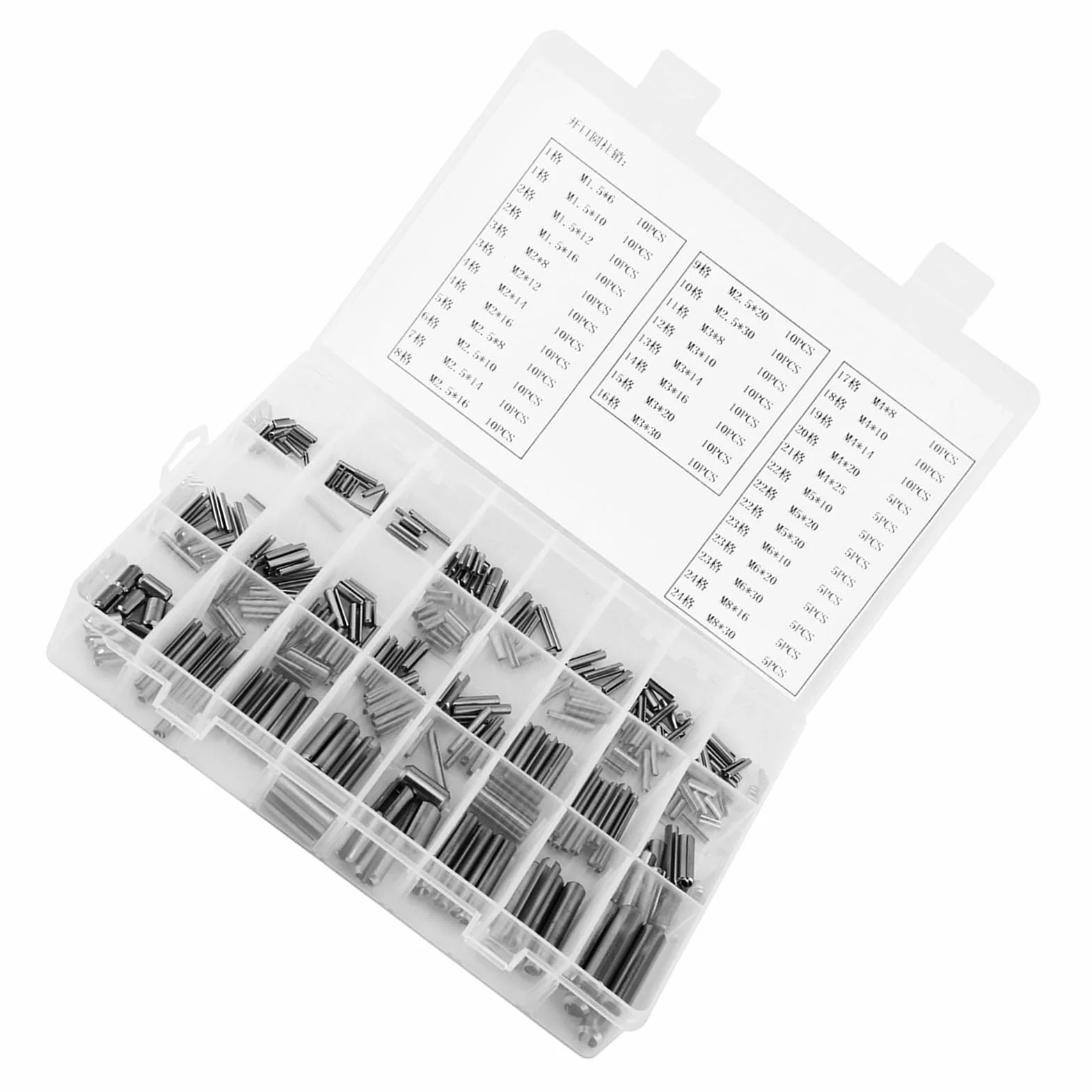 Perno di Collegamento Barre a Molla, Spina Elastica in Acciaio Inox, Set 280 Pezzi M1.5-M8