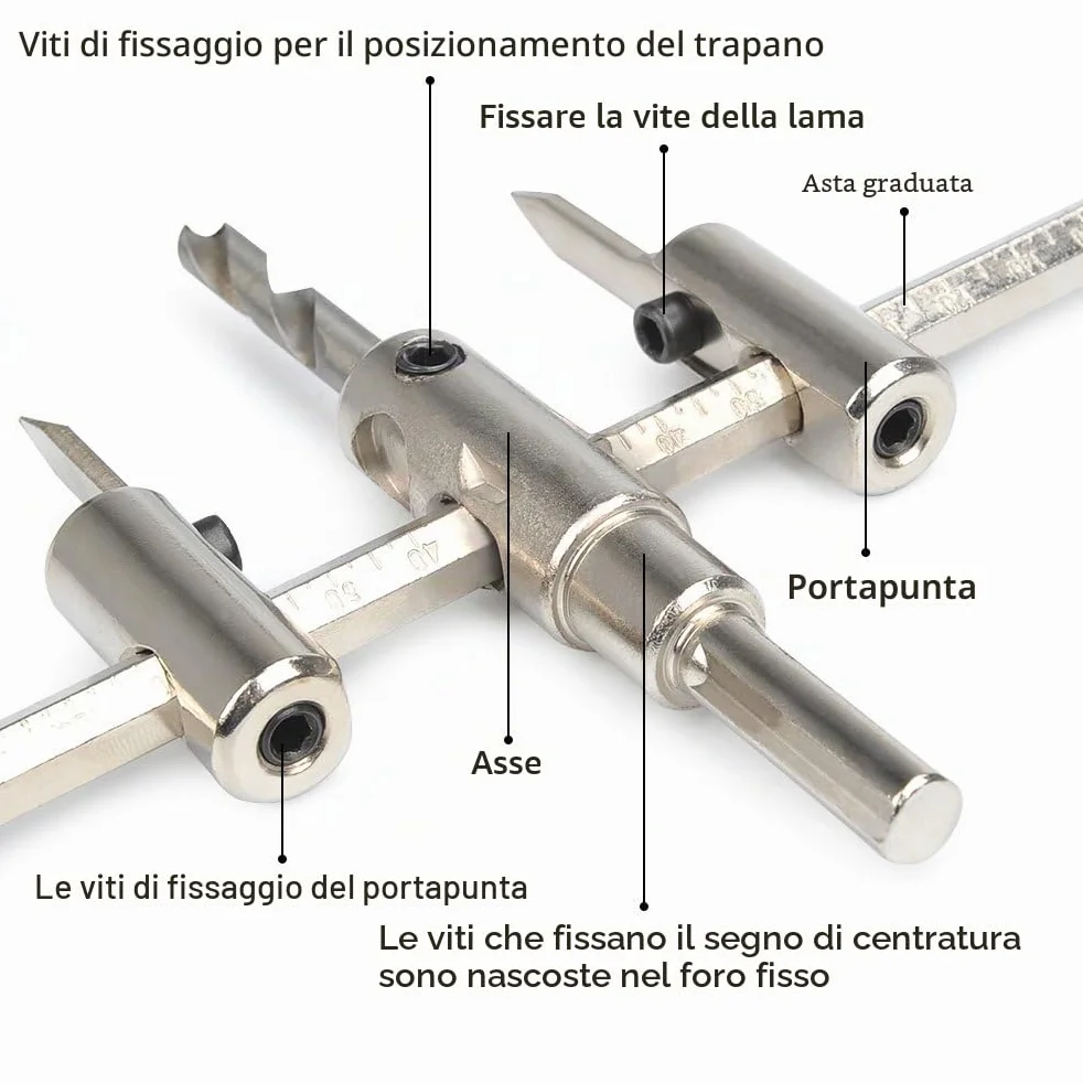 Sega a Tazza Regolabile 30-300 mm Fresa Circolare Punta Trapano per Legno Compensato Laminati