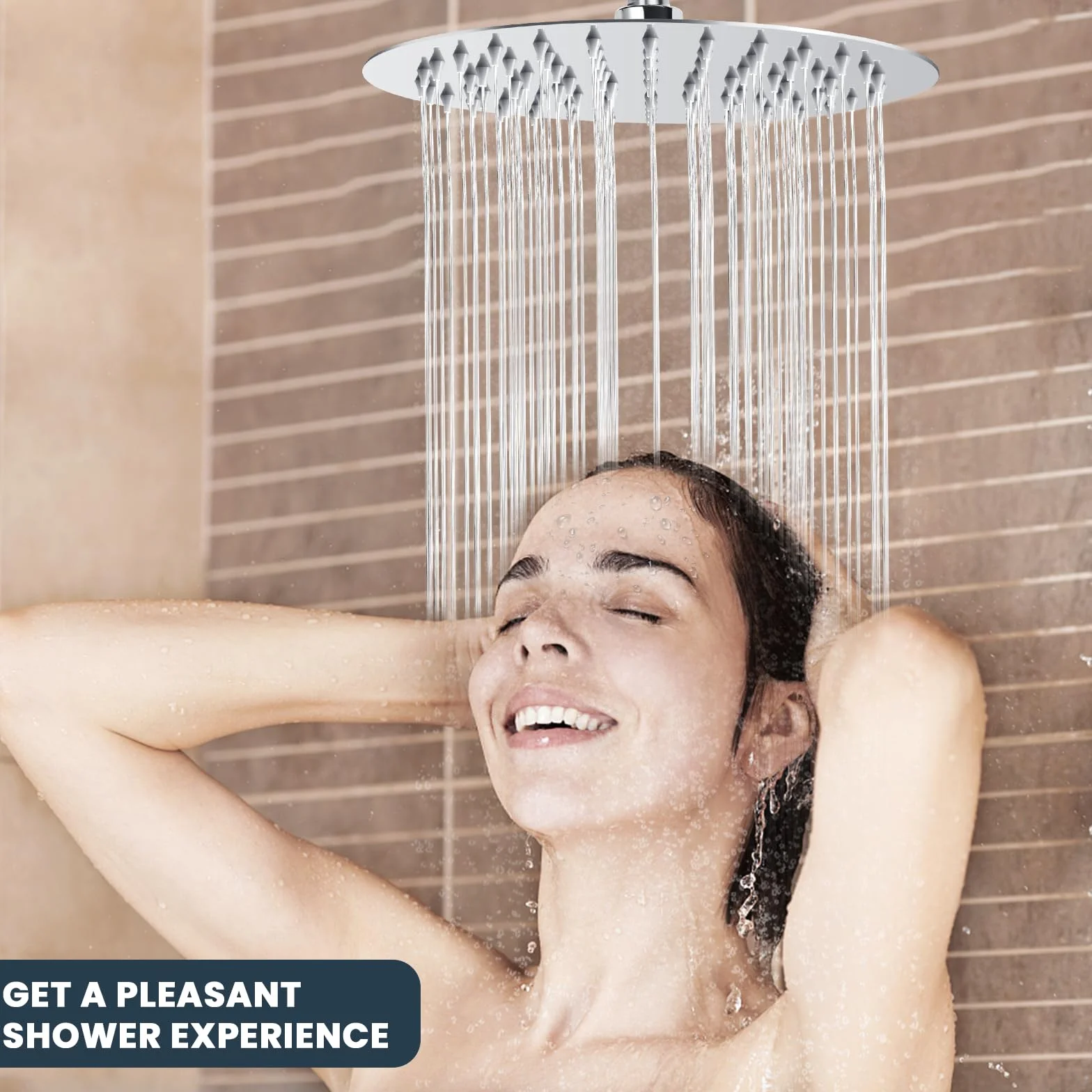 Soffione Doccia 8 Pollici Inox 304, Doccia Fisso Rotondo Regolabile 360°, 20CM Parete o Soffitto