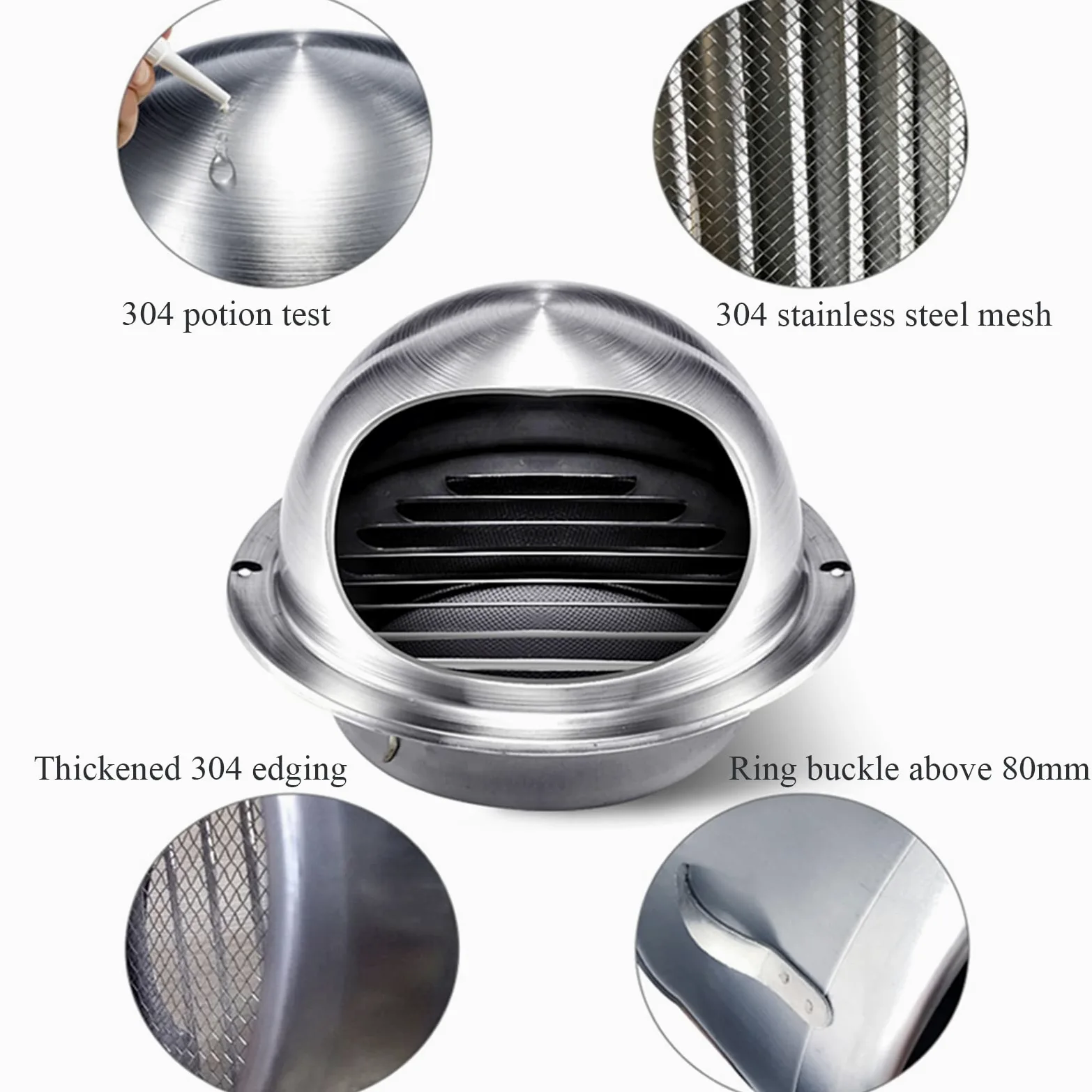 Griglia Ventilazione Rotonda,Condotto di Ventilazione a Parete Rotonda,Toro Tondo Esterno Acciaio Inox,Adatto per Tubi di Scarico dell'essiccatore,Tubi Flessibili,300mm/11.81in