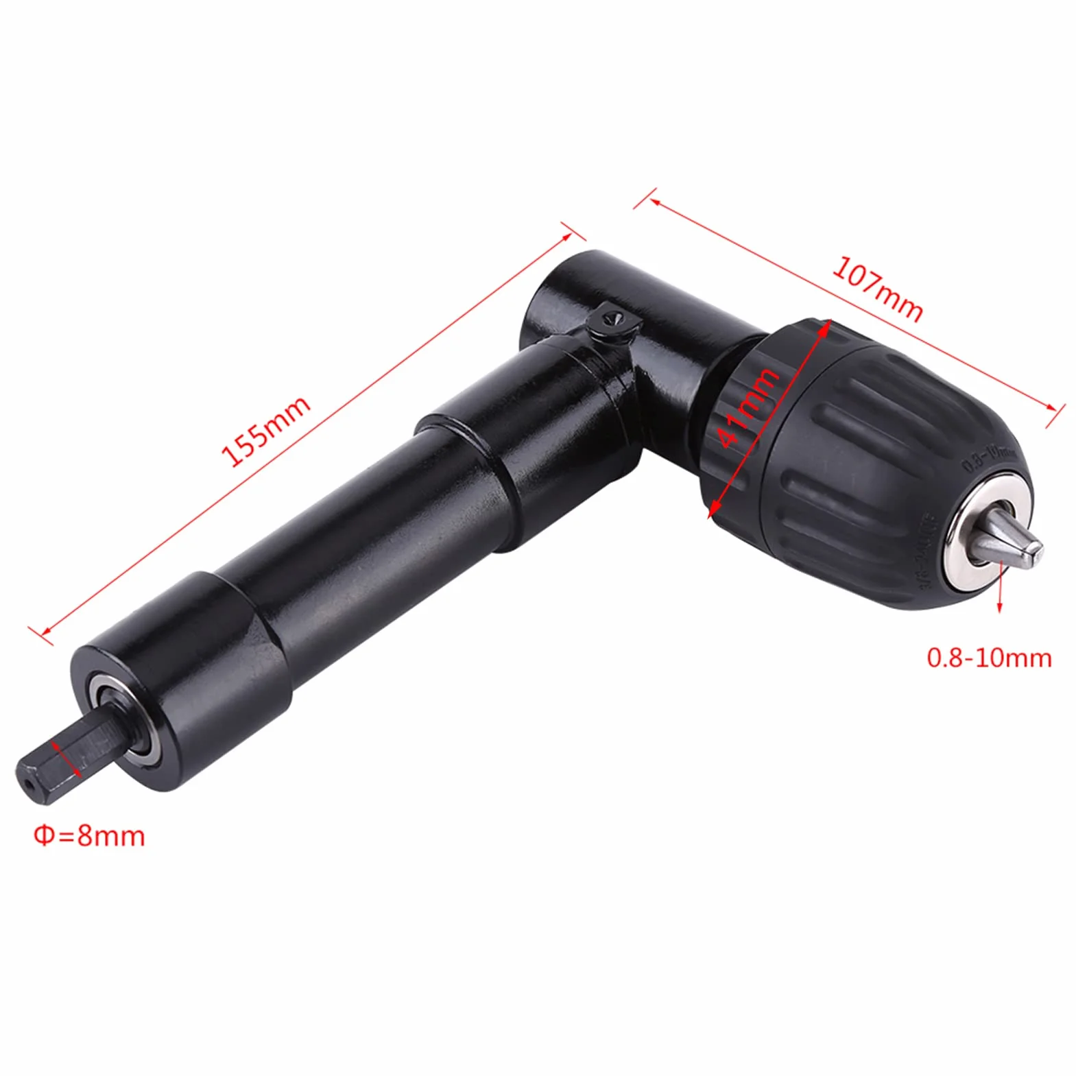 Angolo Retto Curva di Estensione Mandrino,90 Gradi Trapano Lega di alluminio Albero da 8mm Adattatore per trapano ad angolo retto per Trapano a Pistola Elettrico