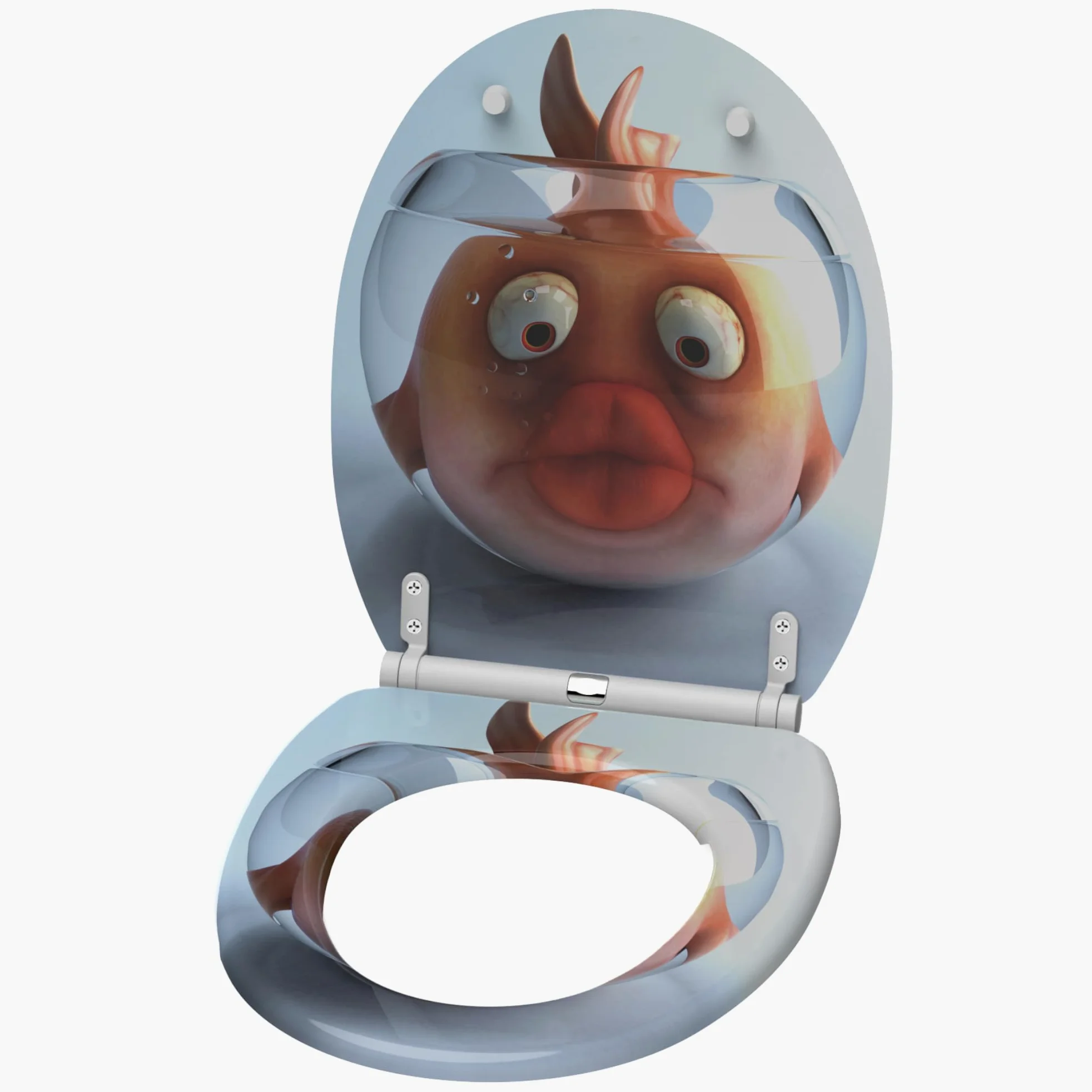 Sanilo Sedile WC con chiusura ammortizzata e sgancio rapido, il coperchio del WC può essere rimosso con la semplice pressione di un pulsante, facile montaggio dall'alto (Pesce rosso)