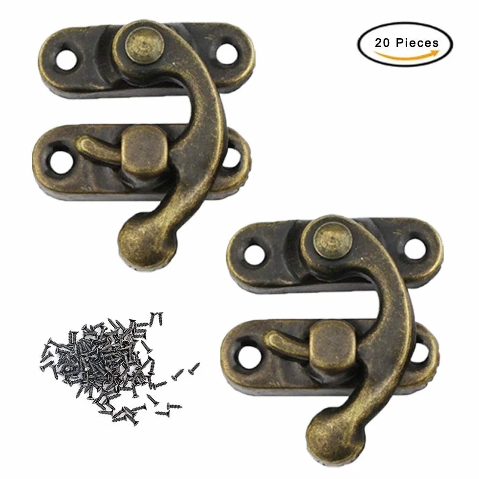 Antico Hasp di Bronzo 20 Pezzi per Scatola di Gioielli in Legno Decorativa