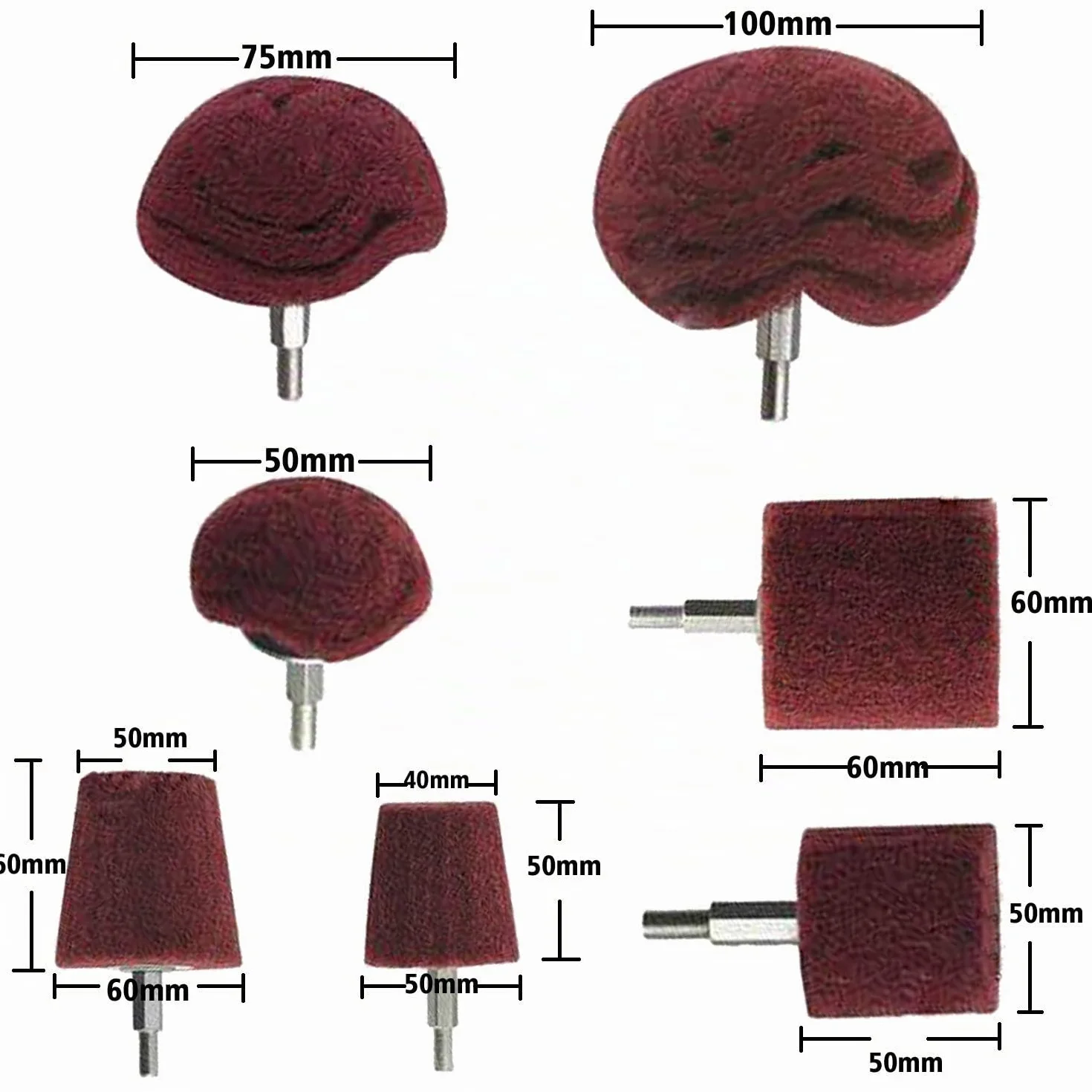 Testina di lucidatura a forma di tampone abrasivo, 7 pezzi rossi non tessuti per trapano abrasivo con manico 1/4 per collettori,alluminio,acciaio inossidabile,cromo