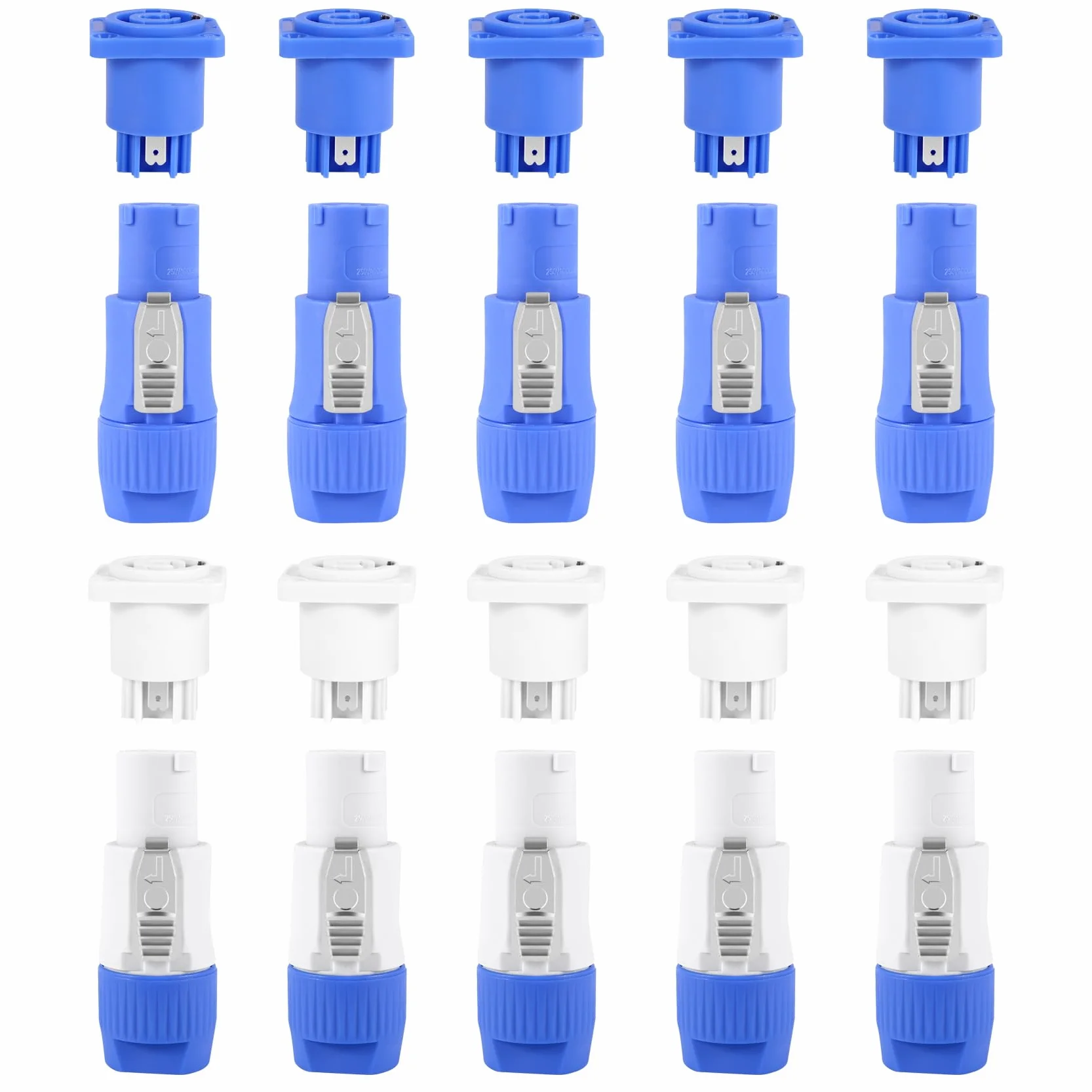 Set di 10 adattatori audio NAC3FCA + NAC3MPA-1 PowerCon - Connessioni professionali a 3 per amplificatore e mixer (+ blu)