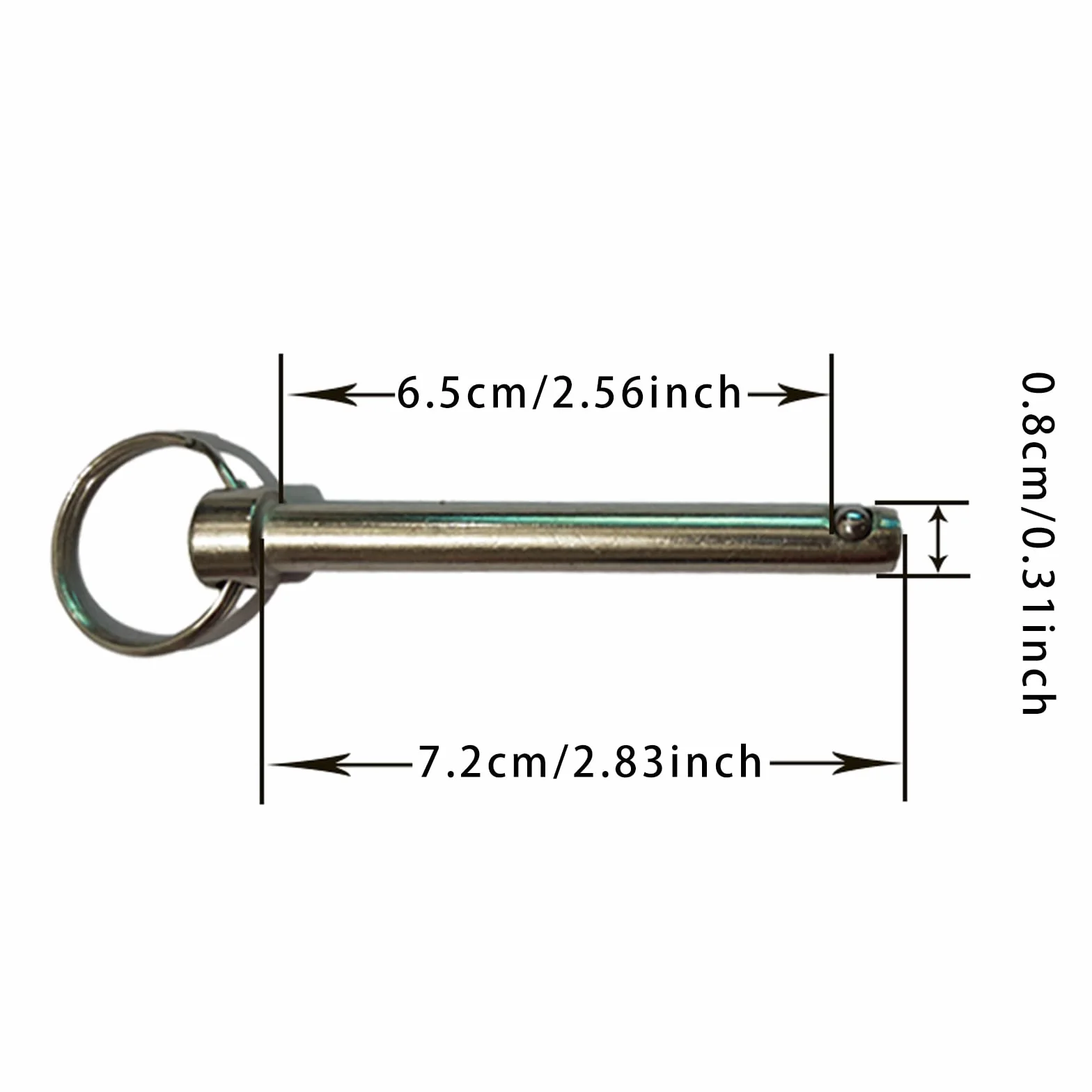 Set di 5 Perni a Sgancio Rapido in Acciaio Inox Spinotti del Gancio con Palla di Fissaggio, Diametro 8 Mm, Lunghezza Totale 72 Mm, per Accessori Barche Come Bimini