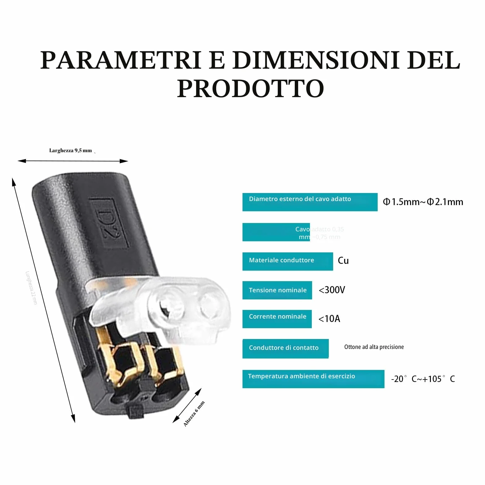 YESLUSY Connettori Elettrici Rapidi 12V 2 Pin Impermeabili AWG 18-22