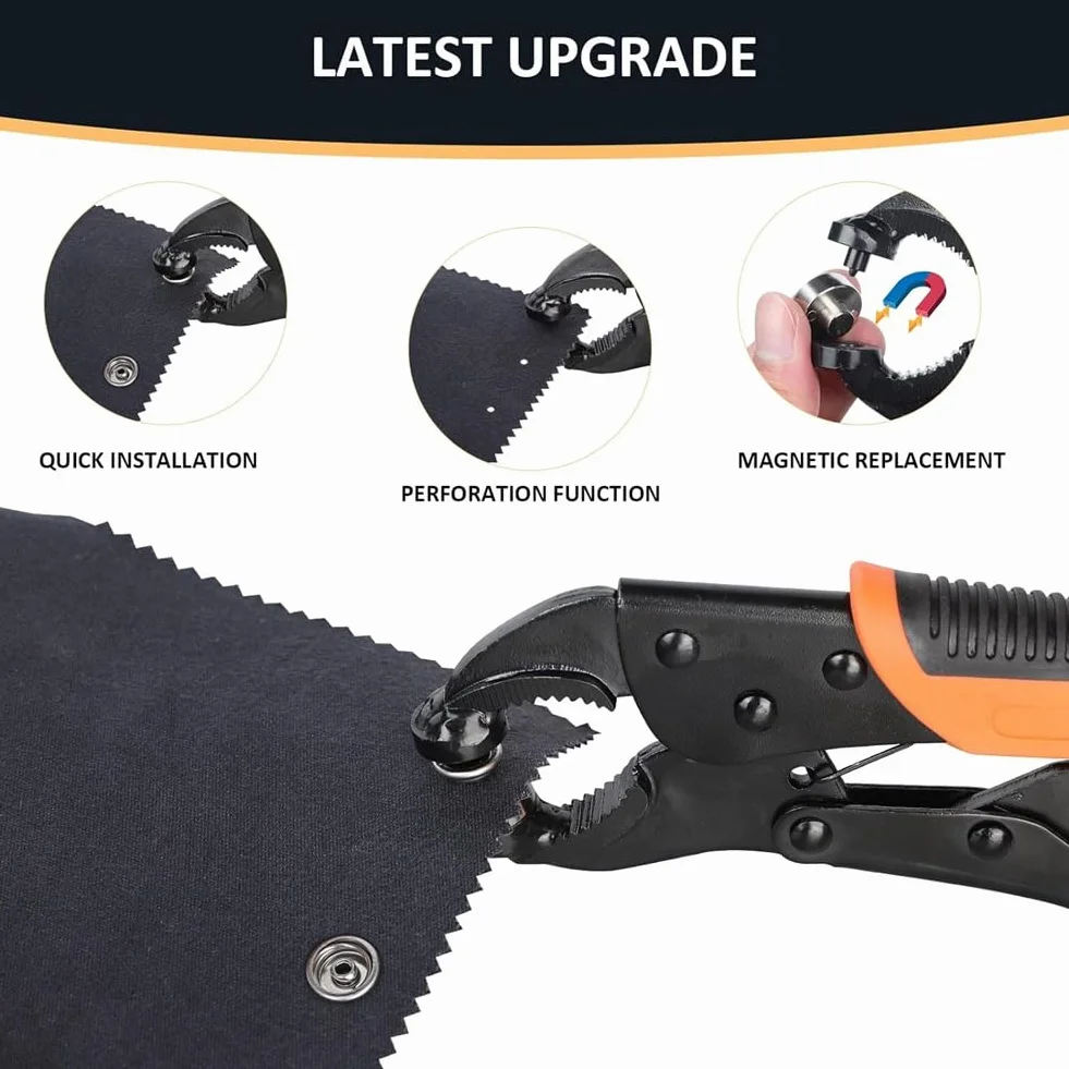 Pqahffowr Set di strumenti di fissaggio a pressione resistente, strumento di regolazione dei pulsanti di copertura in tela, strumento a pressione da 15 mm con 80 set di bottoni a pressione