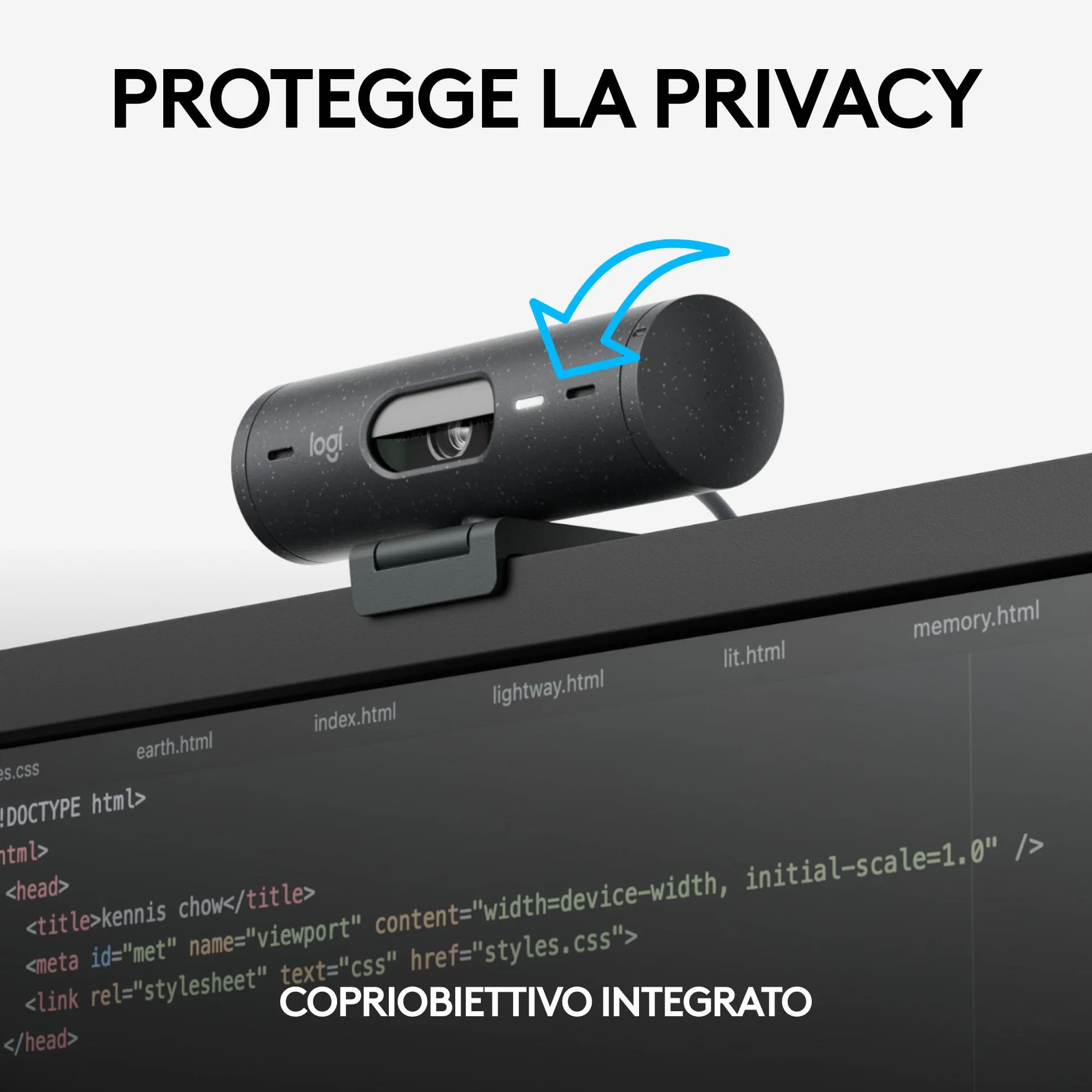 Logitech Brio 505 Webcam Full HD con correzione automatica dell’illuminazione, inquadratura, modalità Mostra, 2 microfoni con riduzione del rumore, Msft Teams, Google Meet, Zoom - Grigio