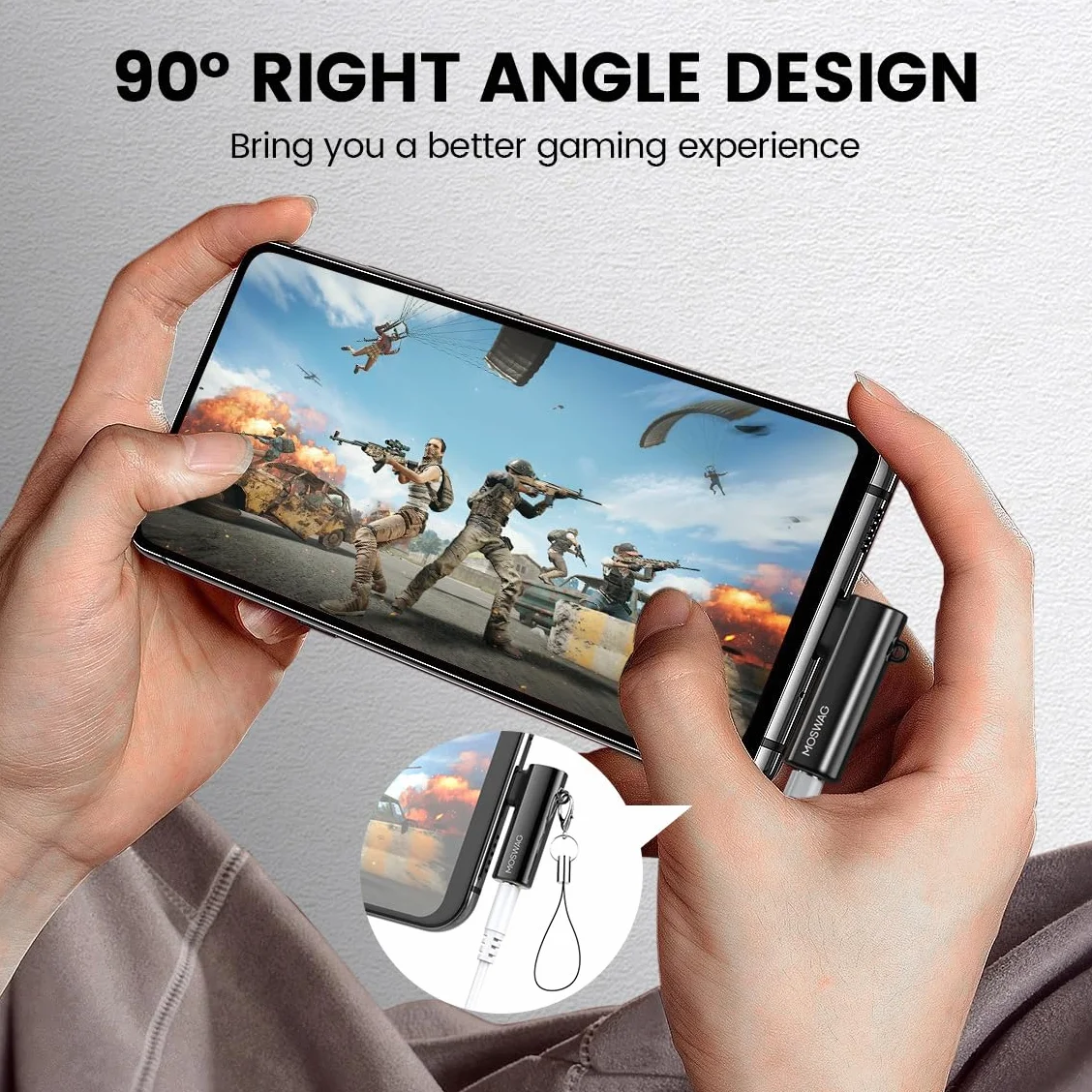 MOSWAG Adattatore USB C Jack con DAC Integrato,Adattatore Cuffie USB C,Adattatore Aux USB C,Angolo Retto,Lega di Zinco,Compatibile con Samsung Galaxy S26 S25 iPhone 17 Xiaomi 17 Ultra Mate 80