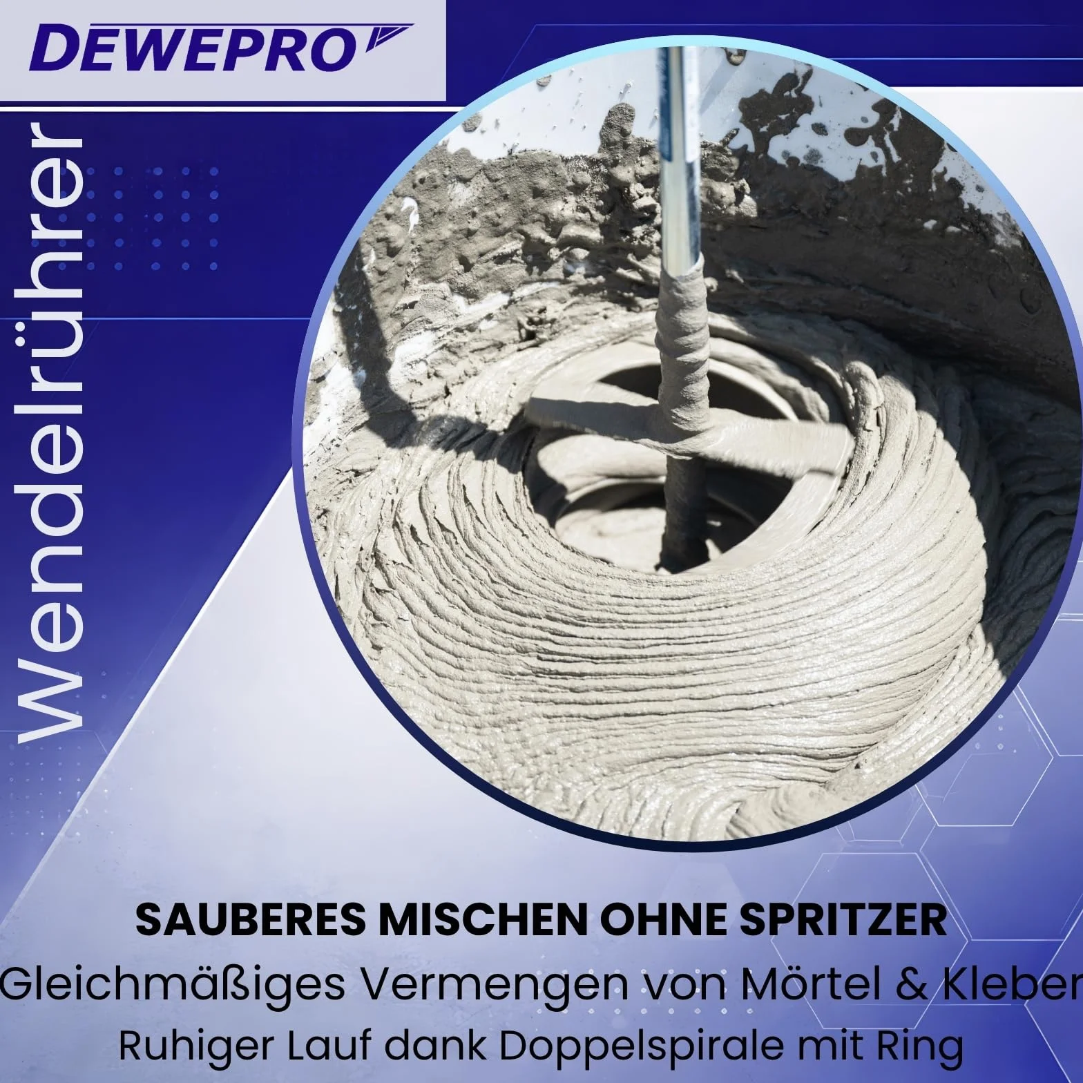 DEWEPRO® Miscelatore a spirale M14 130 mm 600 mm Asta di agitazione doppia spirale zincata