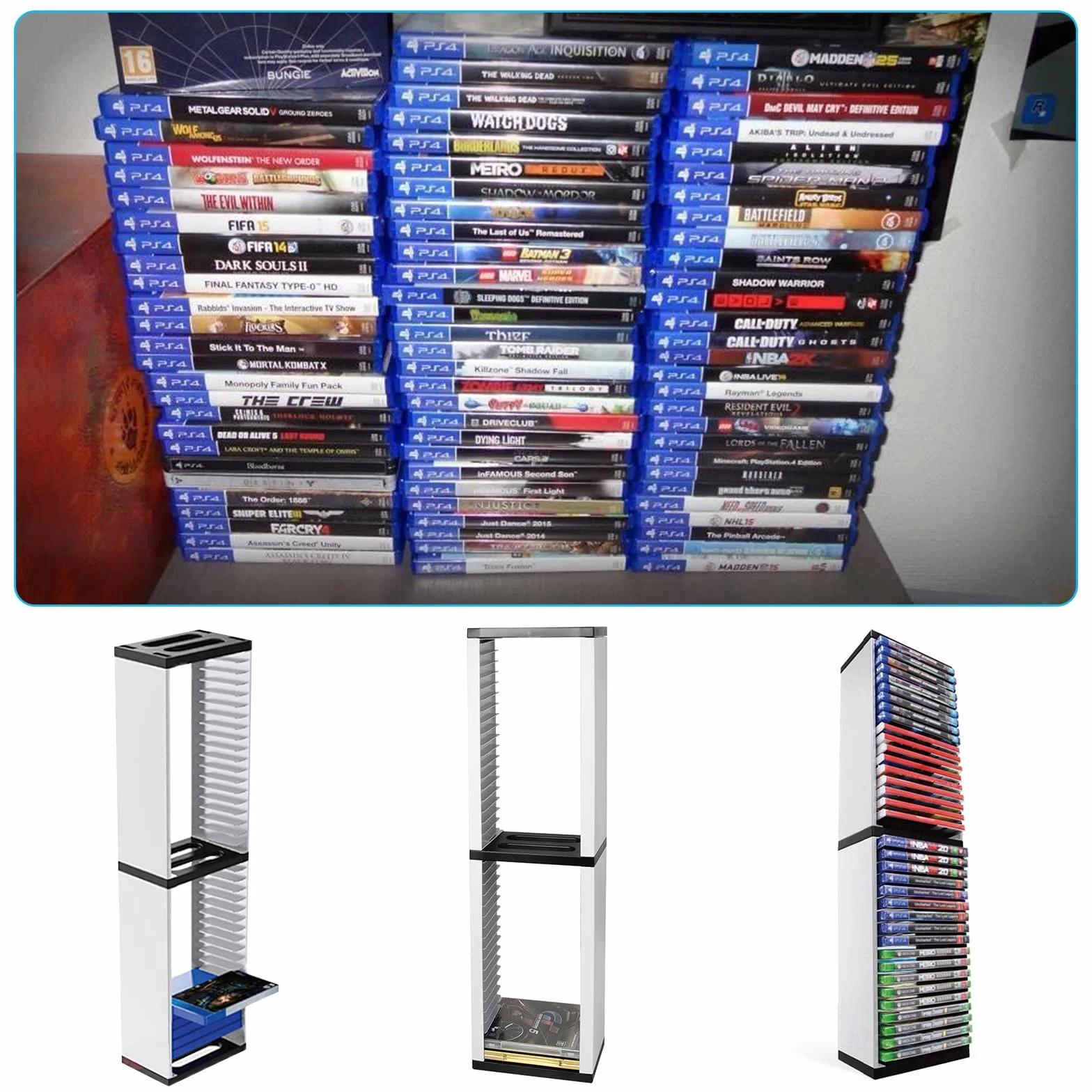 NCONCO Torre di archiviazione per giochi, 36 pezzi, torre di archiviazione per dischi di gioco in ABS, torre universale per PS5/PS4/Xbox One/NS e dischi Blu-Ray