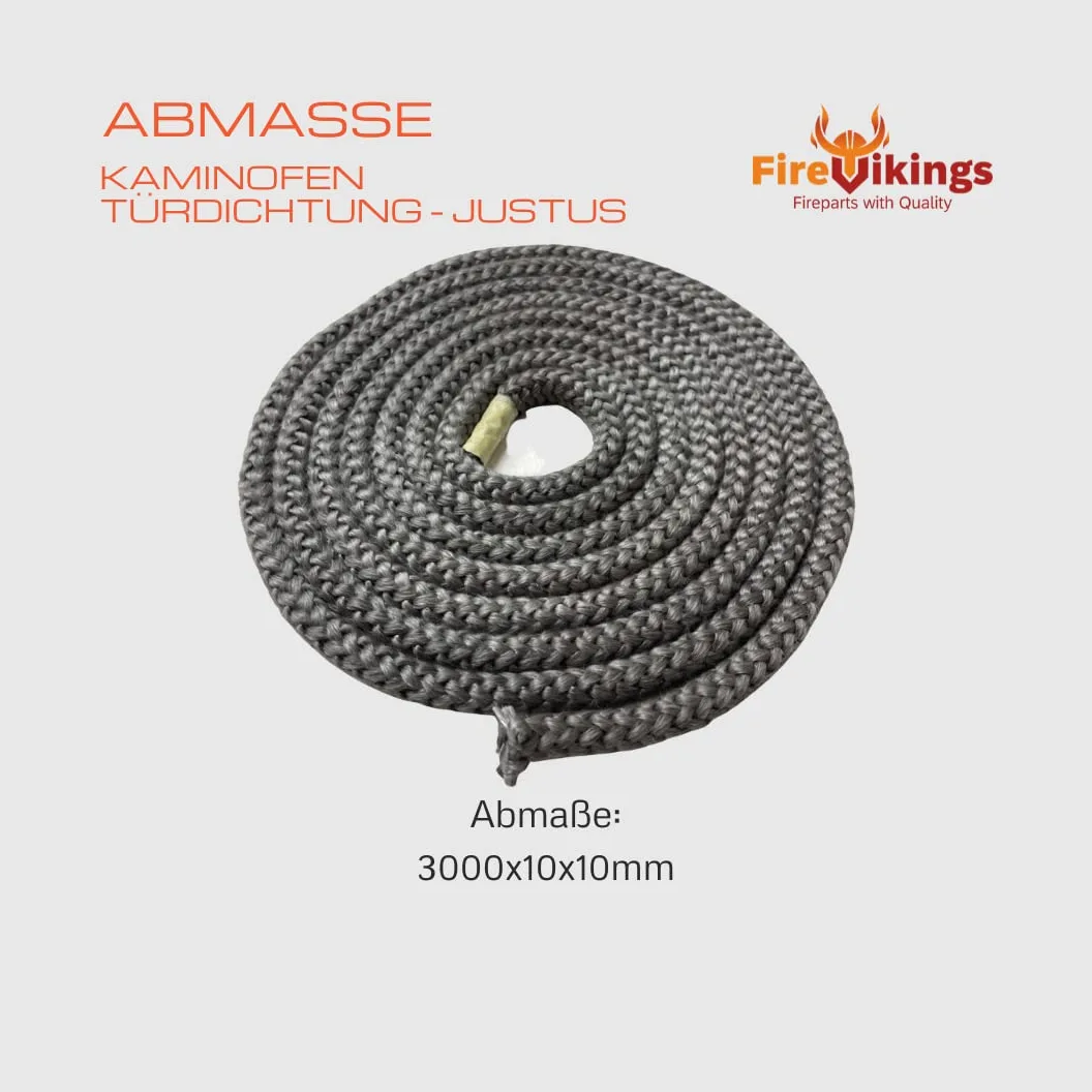 Justus - Guarnizione per porta del camino, 3 m, ø 10 x 10 mm, per modelli Lagos, Reno, R P50-5, Viking, Polarfalò K2