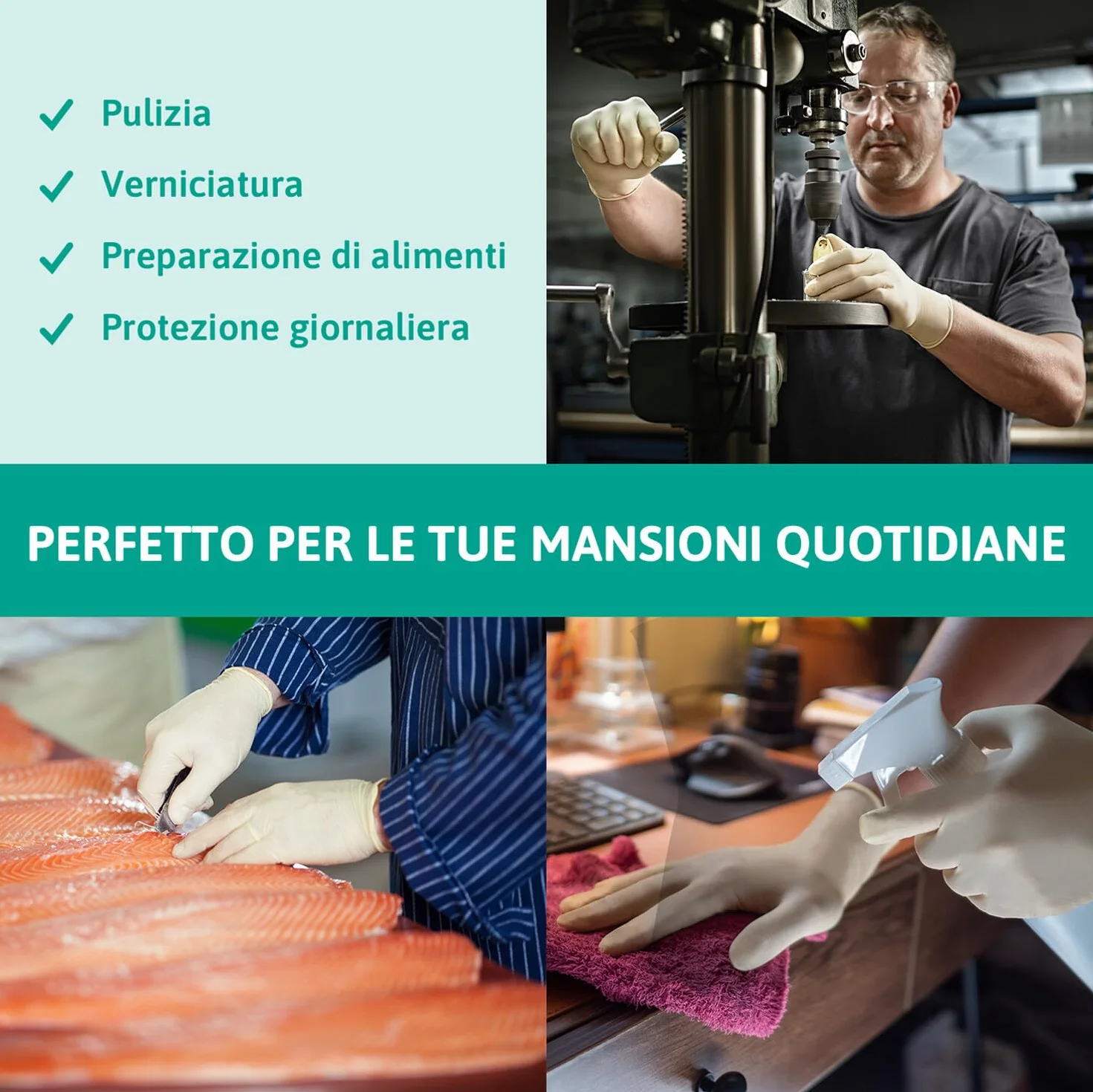 Ansell MicroFlex 63-864 Guanti Monouso in Lattice, Senza Polvere, Taglia M (100 Pezzi)