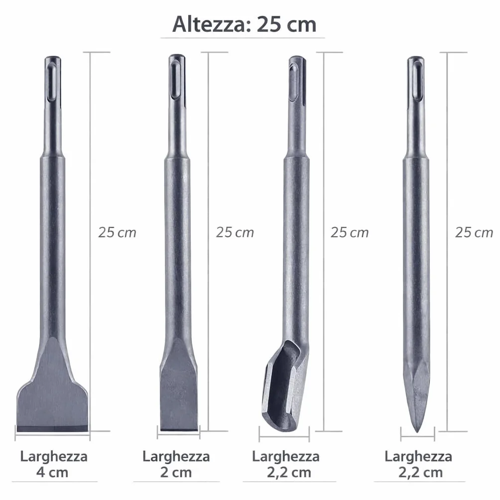 Topolenashop SDS-Plus Set 4 szt. wierteł do betonu, kamienia i muru, VHT02652