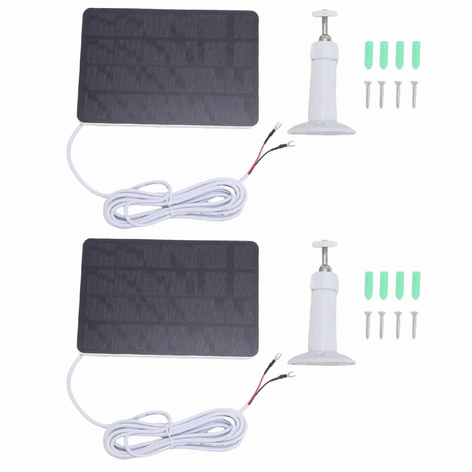 Cosiki Pannello Solare per Campanello Ad Anello, Caricabatterie Solare da 2 Pezzi 10 W per Campanello Video Ad Anello con Staffa Regolabile a 360° e Cavo da 9,8 Piedi, Caricatore a Pannello,