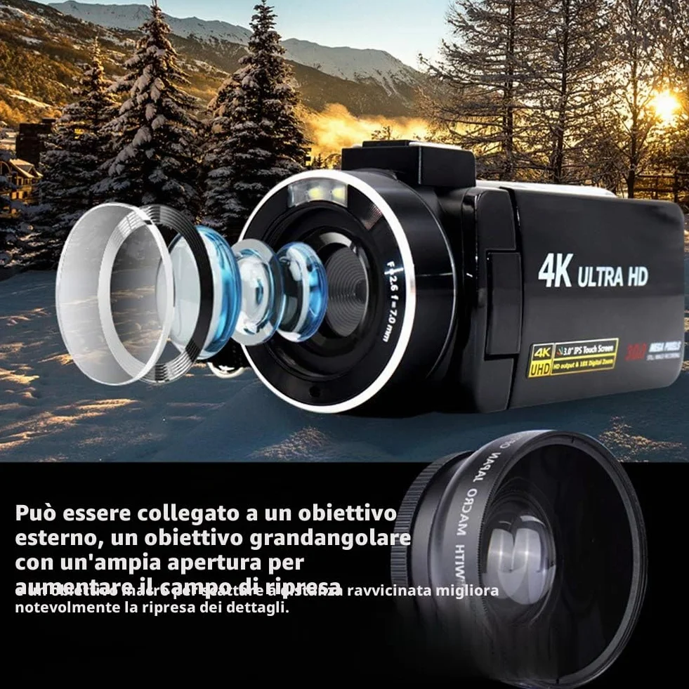 camera 4k camera 4k Videocamera digitale, videocamera 4K anti-vibrazioni Videocamere Videocamere Video digitale ad alta definizione Zoom 18X IPS da 3 pollici Touchscreen adatto pe