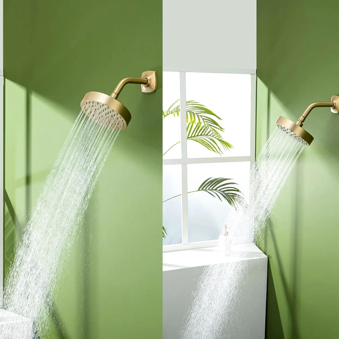 Soffione doccia ad alta pressione in acciaio inossidabile massiccio, rubinetto per doccia a pioggia nero opaco per bagno(Brushed yellow)