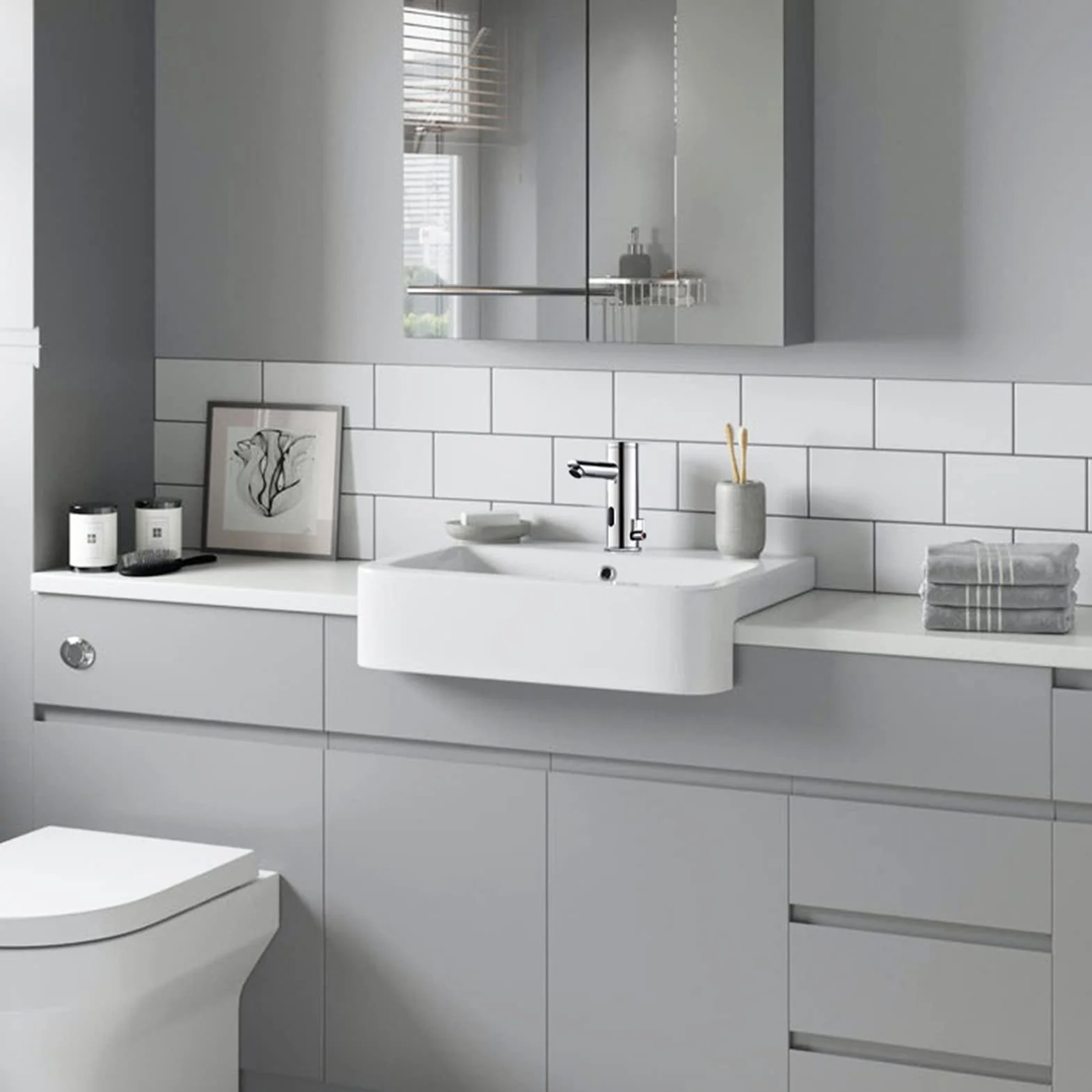 Achelous Rubinetto Automatico Lavabo Bagno con Sensore a Infrarossi Miscelatore Fredda e Calda Cromato