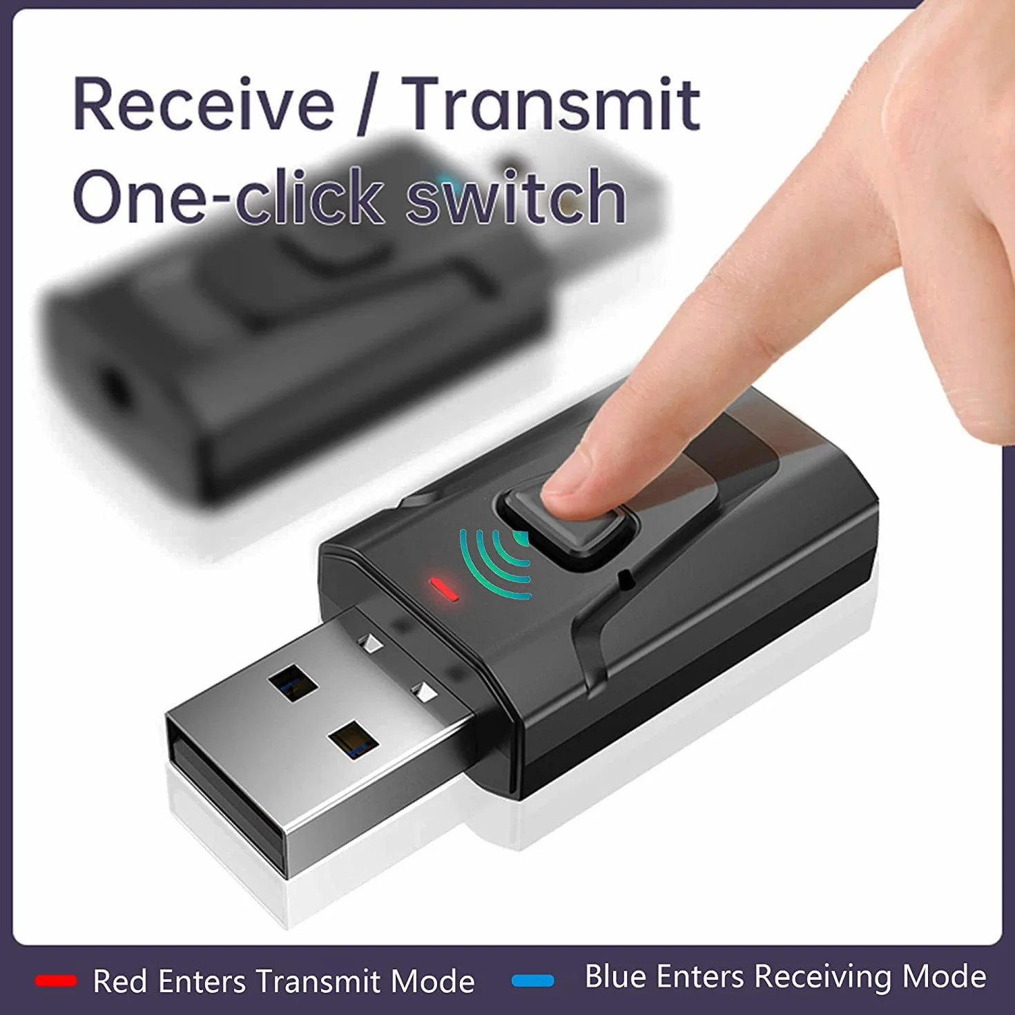 USB Bluetooth 5.0 Adattatore 4 in 1 wireless trasmettitore audio stereo Adattatore ricevitore con 3,5 mm Aux a bordo computer AUX TV altoparlanti Sistema audio domestico