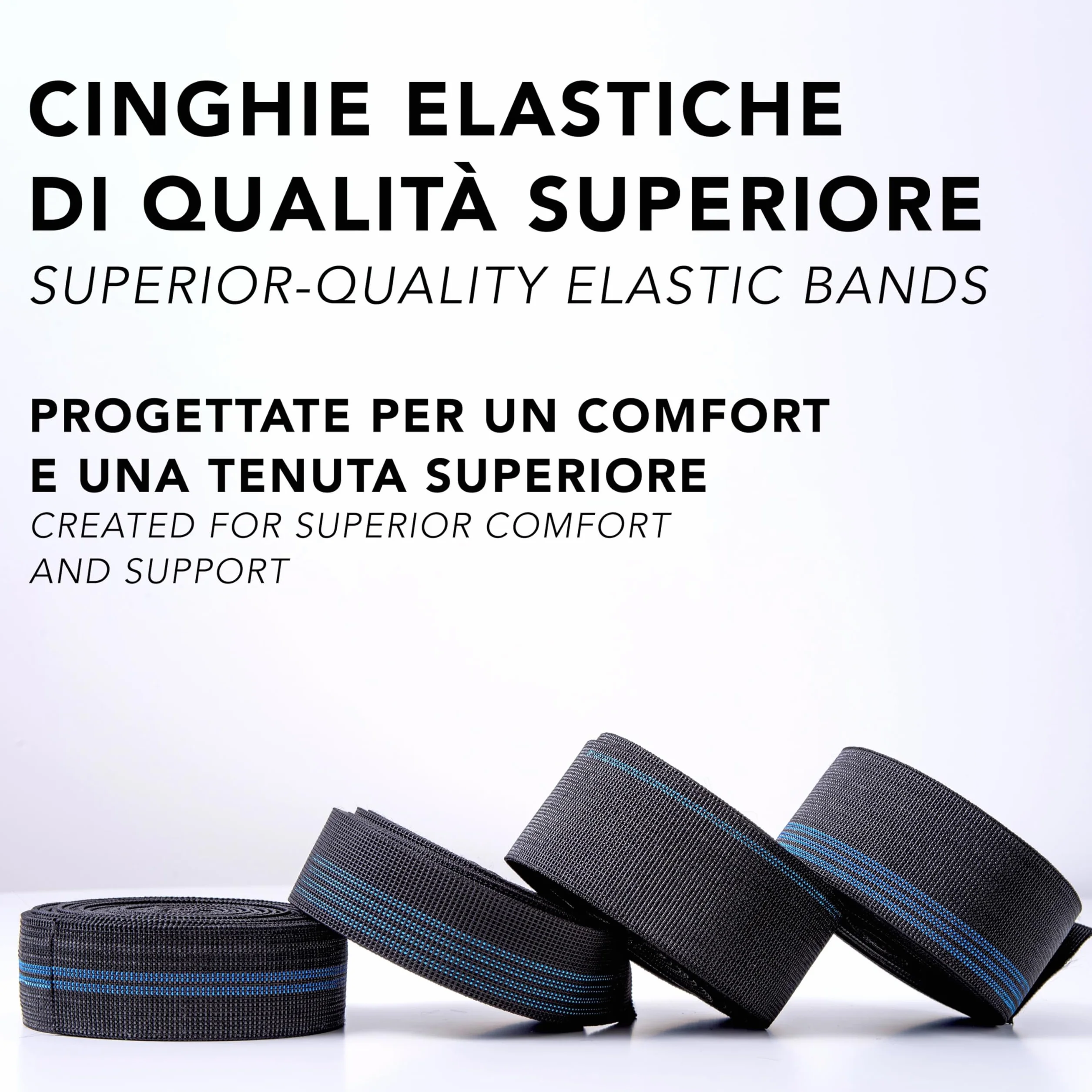 IPEA Cinghia Elastica per Divano, Sedie, Poltrone – [ 10 Metri di Lunghezza ] – Made in Italy - Larga 70 mm - Corda Fascia Tirante a 3 Righe per Tappezzeria, Sedute, Schienali – Elasticità 90%