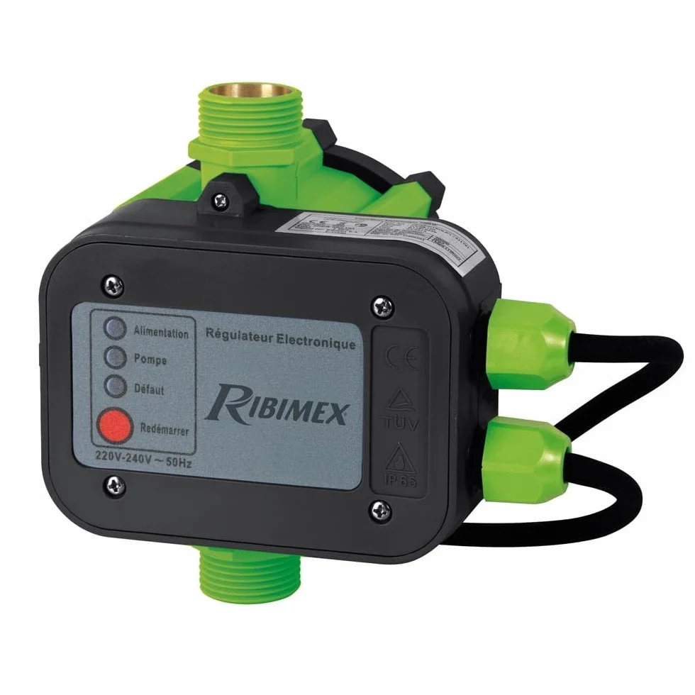 Ribimex Regolatore Elettronico per Pompe AcquaControl+, Pressostato con Protezione Termica per Impianti Domestici e Professionali, 2200W, IP65, Ingresso/Uscita 1", Pressione Max 10 Bar - PRPCONTROLP