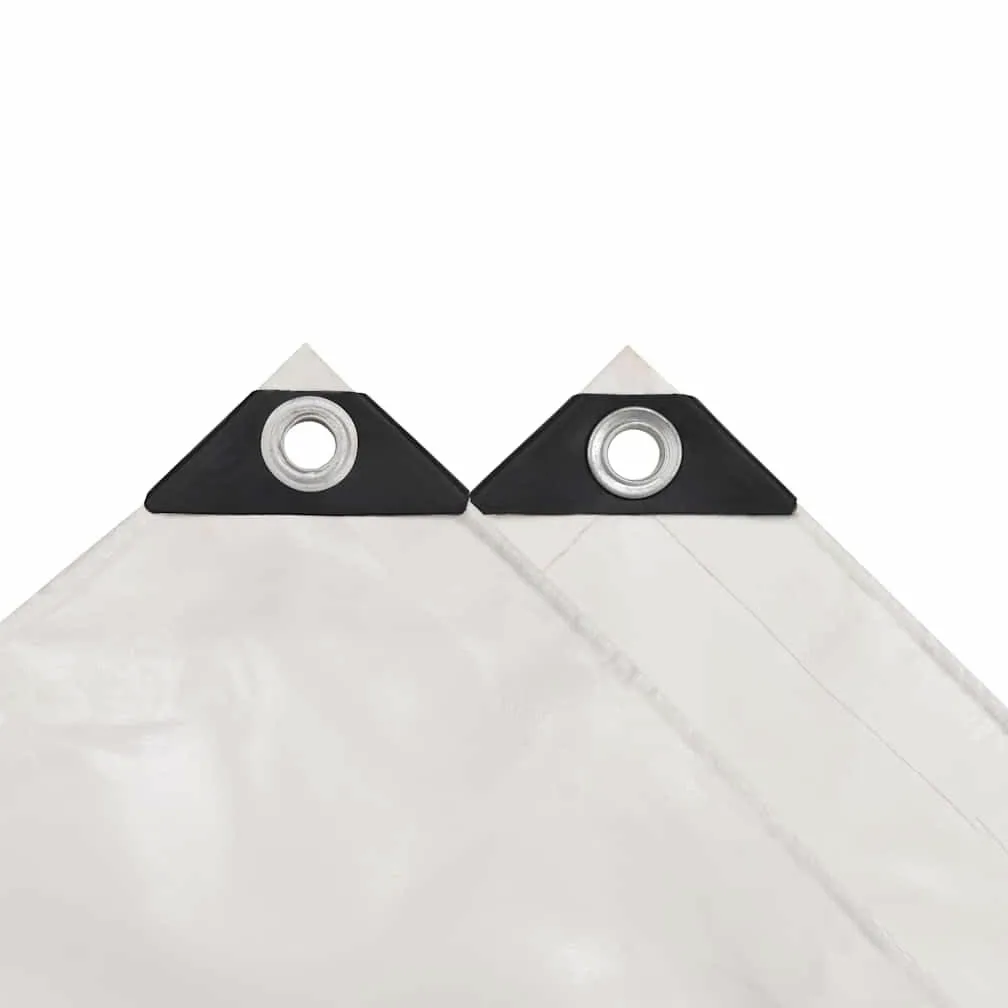 Telone 650 g/m² in tela con rivestimento in PVC, 5 x 6 m, bianco, resistente alle intemperie, agli strappi, ai raggi UV, con occhielli, per giardino, campeggio, auto, rimorchio, protezione e