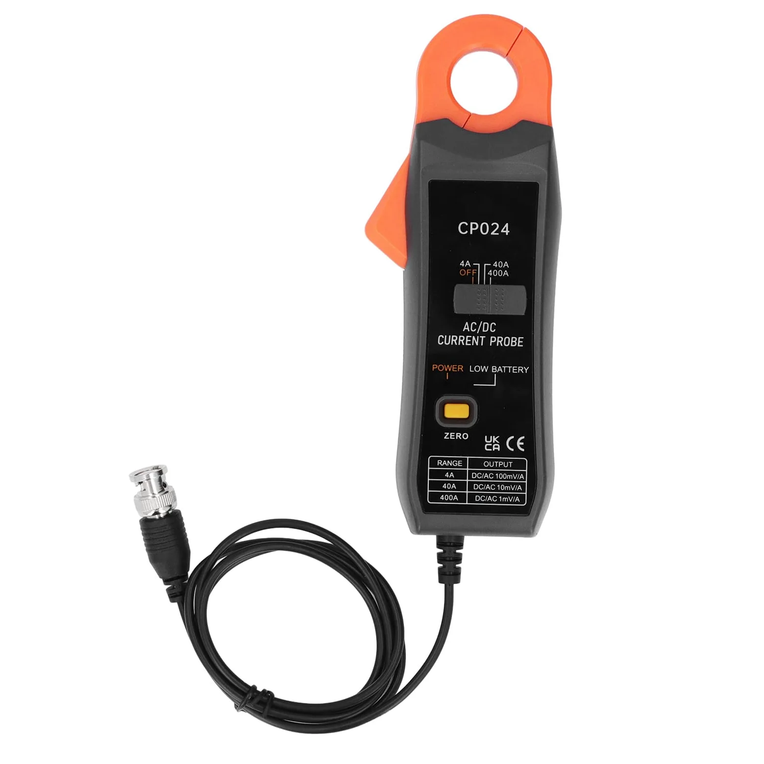 Pinza amperometrica AC DC Pinza amperometrica interfaccia BNC 4 A a 400 A Alta precisione per multimetro oscilloscopio Test elettrico Materiale ABS Dimensione ganascia 23 mm