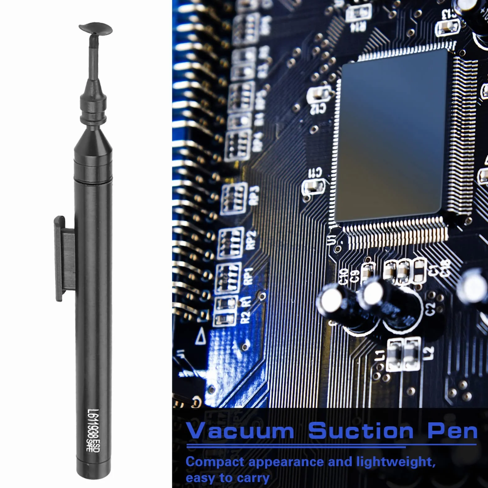 Strumento Prelievo per Succhiare, Penna Aspirazione a Vuoto, Kit Strumenti Prelievo per Saldatura Manuale a Ventosa con 2 Punte e 6 Ventose per Piccoli Componenti Elettronici di Precisione IC SMD SMT
