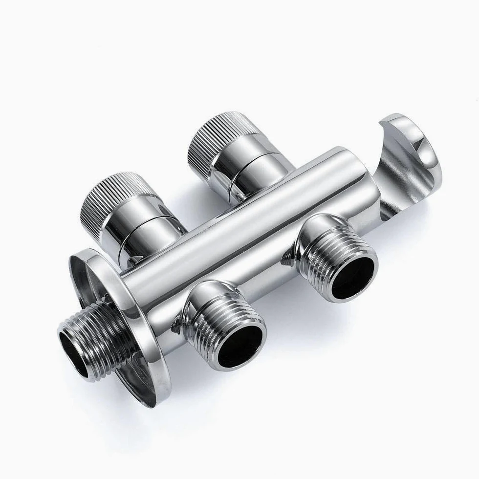 Set Doccia con soffione, doccetta, doccetta per WC, igiene, Corpo valvola in Ottone Cromato, Rubinetto di Scarico a Parete