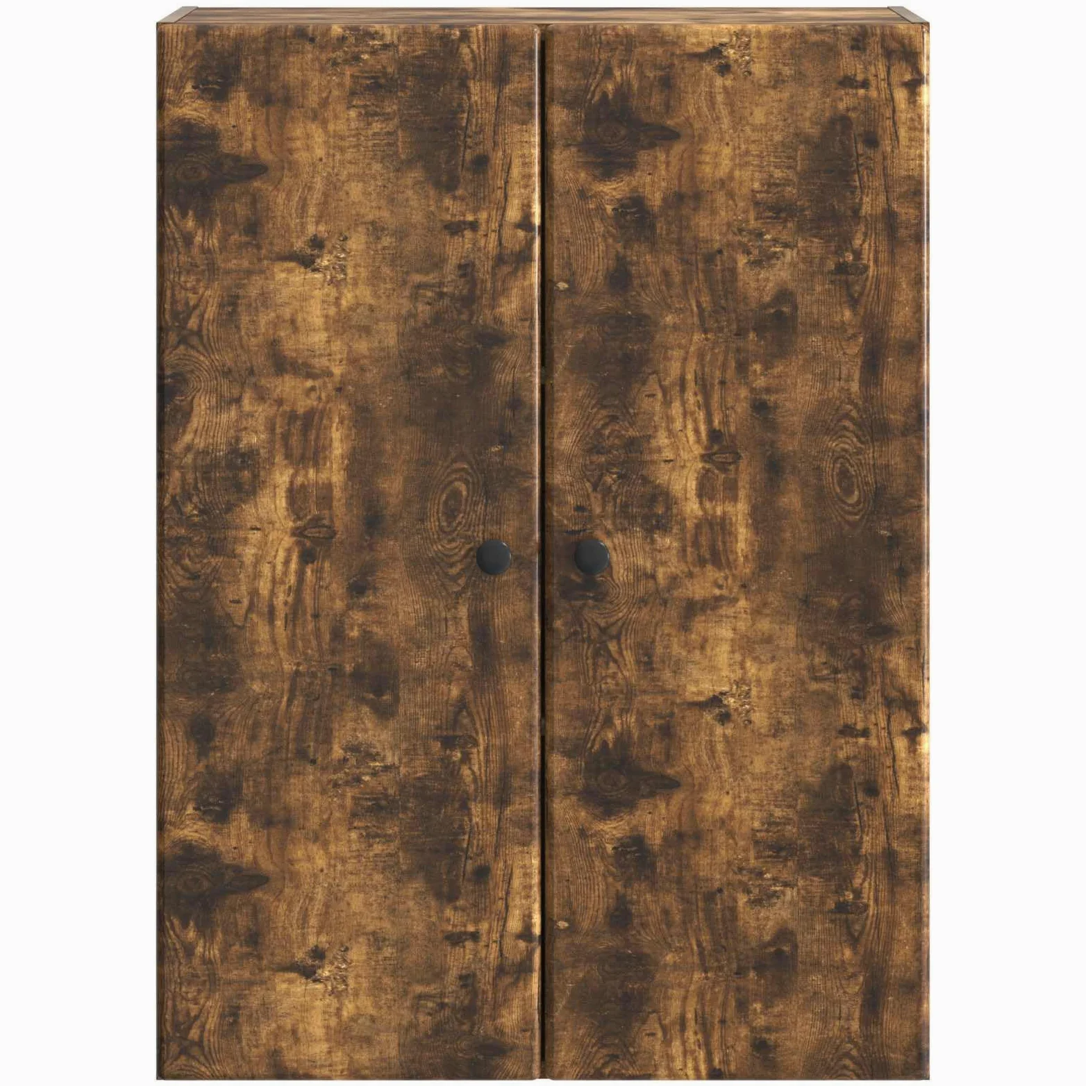 Armadio portaoggetti da parete in rovere affumicato, 66 x 34,5 x 90 cm, con 2 ante e 2 ripiani, chiudibile, per ufficio, garage, cantina