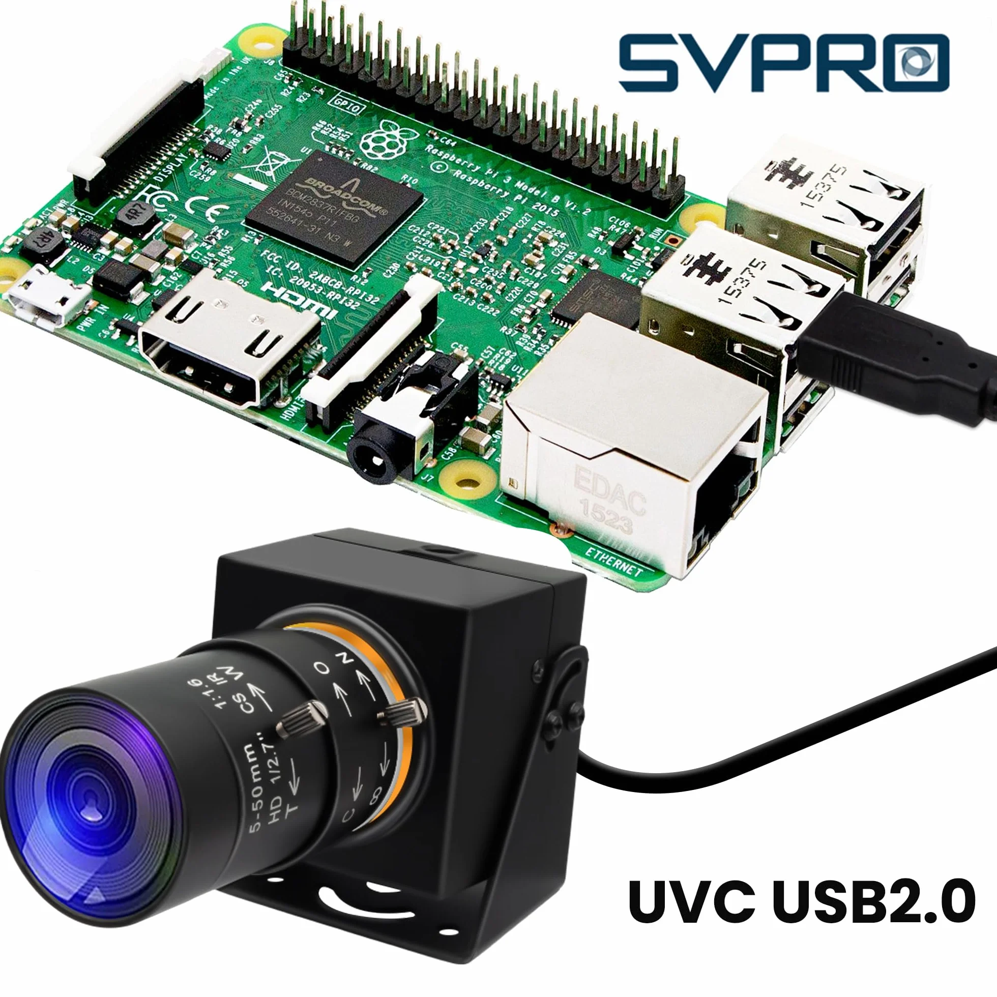 Svpro 2 MP Global Shutter USB Camera 90 FPS Telecamera ad alta velocità con zoom da 5 a 50 mm, messa a fuoco manuale Webcam per Glof Swing, 10 X zoom ottico telecamera industriale USB Plug and Play