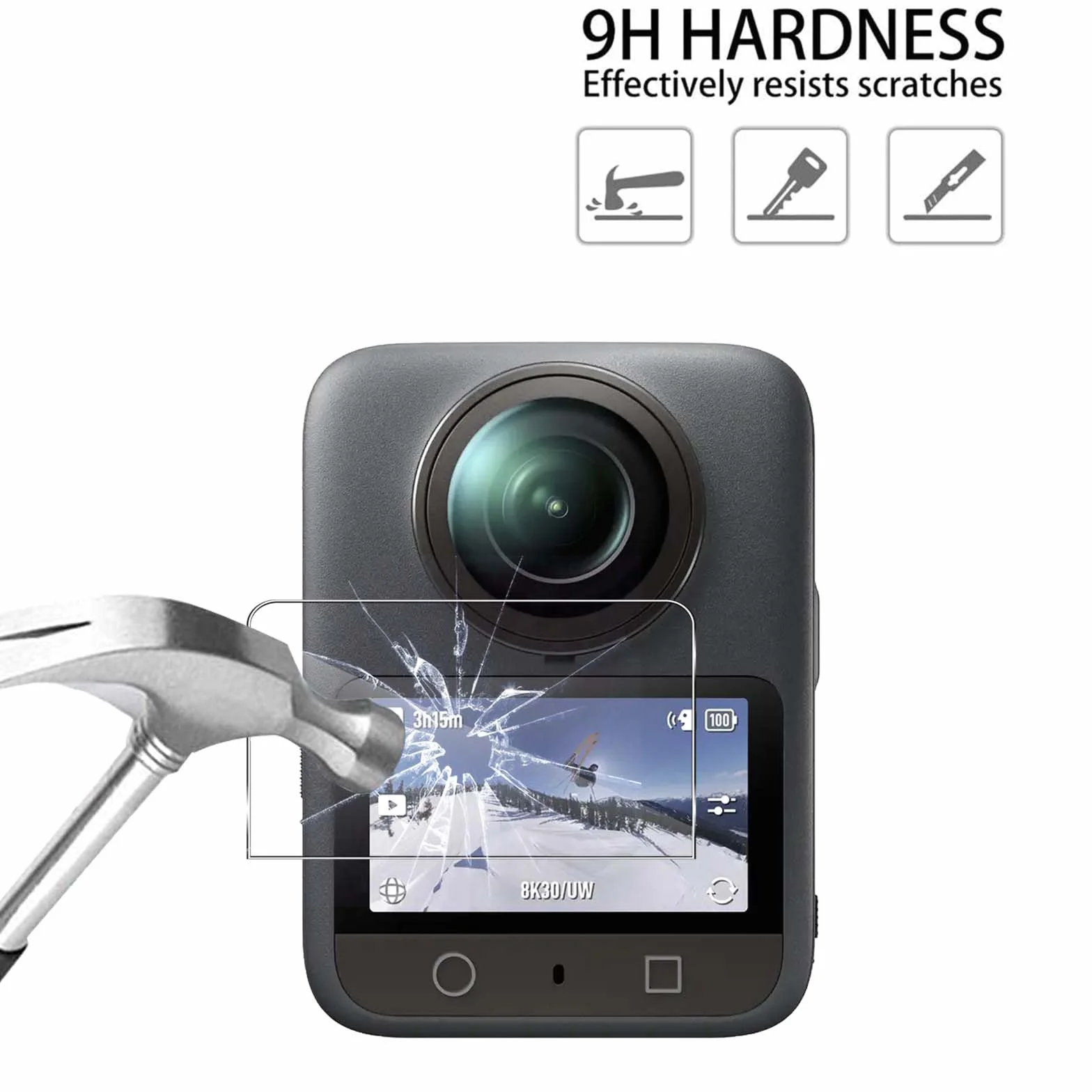 QULLOO Pellicola Vetro Protettiva per DJI Osmo 360 Accessories, Durezza 9H Anti-graffio HD Vetro Temperato Fotocamera Protezione [3 Pezzi]