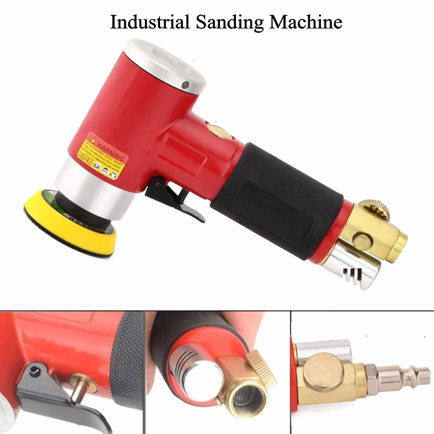 Smerigliatrice eccentrica angolare pneumatica Lucidatrice Mini lungo rettilineo rosso 50 mm 75 mm Disco abrasivo