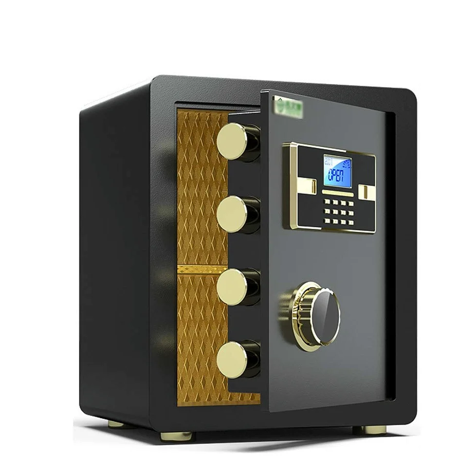 Cassaforte Elettronica con Password, Serratura da 40 cm Smart Home Office Box Scatola per Impronte digitali Interamente in Acciaio, armadietto Anti-Trapano (Colore Nero, Dimensioni: (Marrone 45 cm)