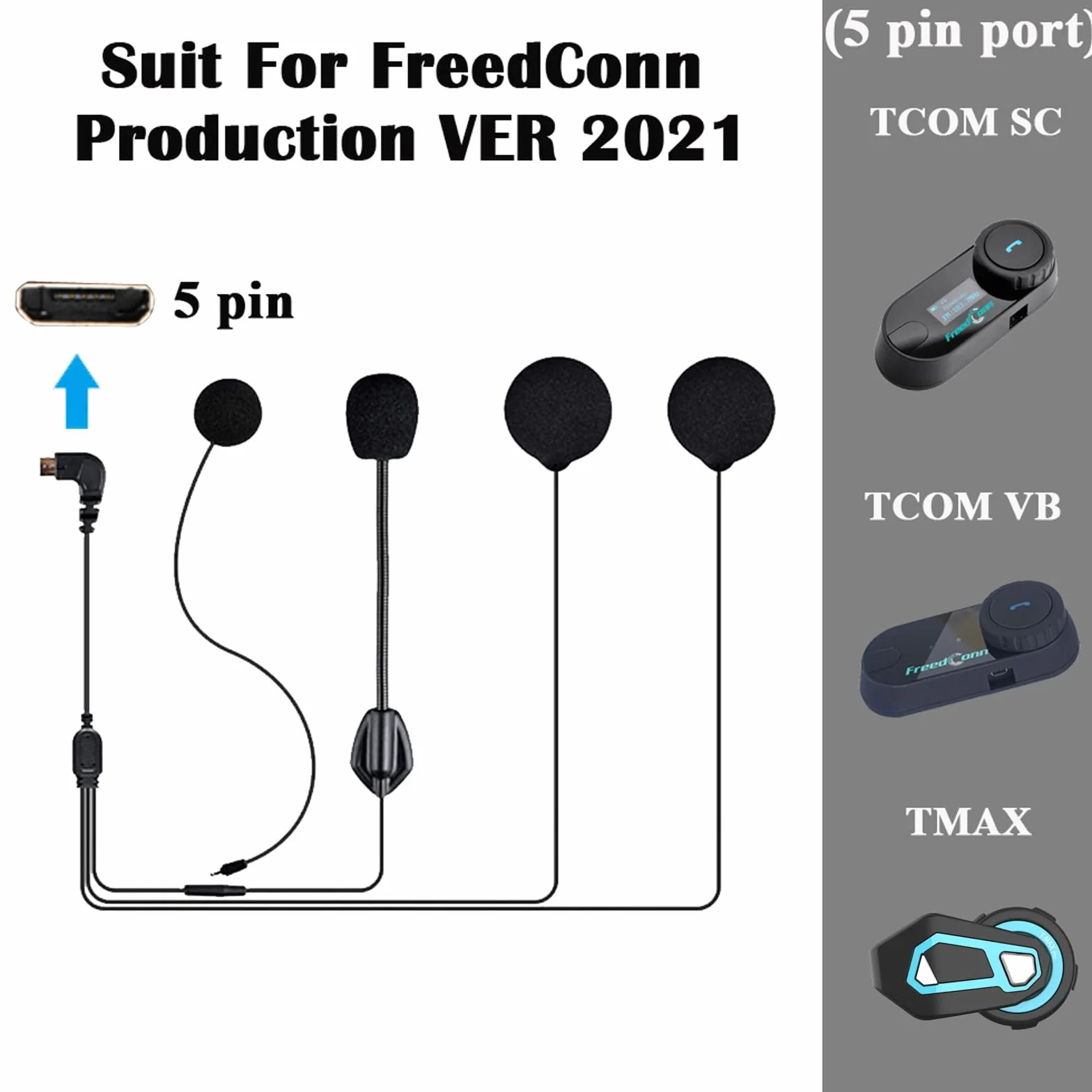 FreedConn Microfono Cuffie Altoparlante Accessorio per casco moto Interfono Bluetooth intercom per TCOM-VB TCOM-SC e TMAX