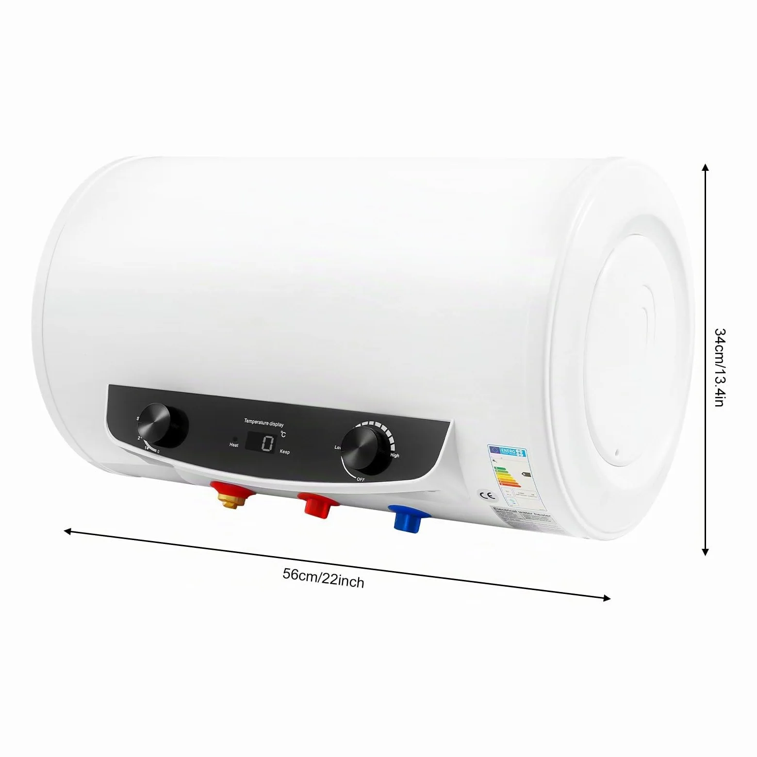 Scaldabagno istantaneo elettrico orizzontale 35L - 2000W con rubinetto, doccietta, display digitale, palloncino d'acqua calda da parete per bagno, cucina, appartamento