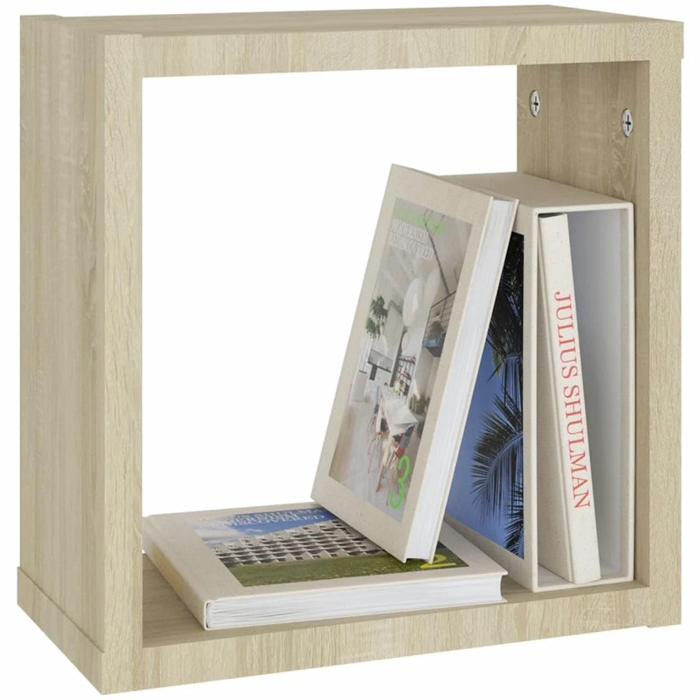 Scaffalature, mensole da parete e sporgenze, mensole cubiche da parete, 6 pezzi, rovere Sonoma, 30 x 15 x 30 cm