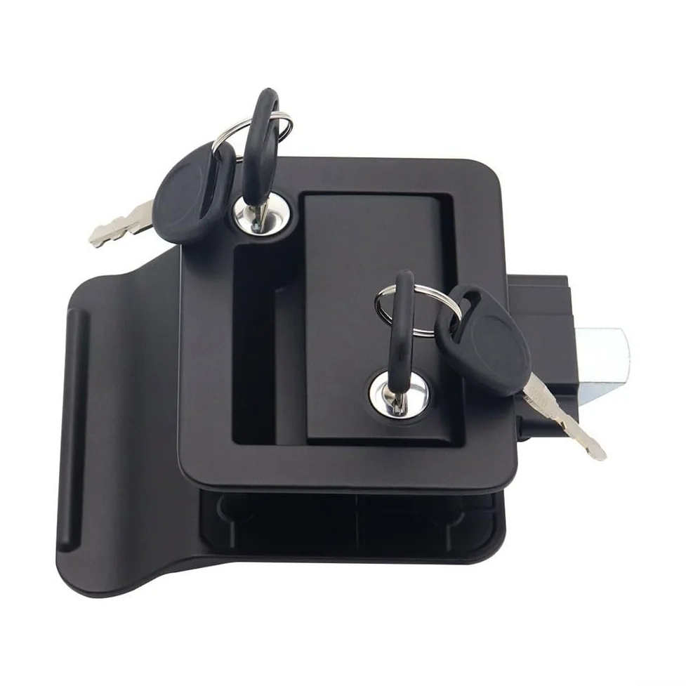 RV - Serratura per porta in lega di zinco, 110 x 121 mm, antifurto | Corpo in lega di zinco, nylon per maniglie, acciaio galvanizzato, 110 x 121 x 60 mm, finitura nera
