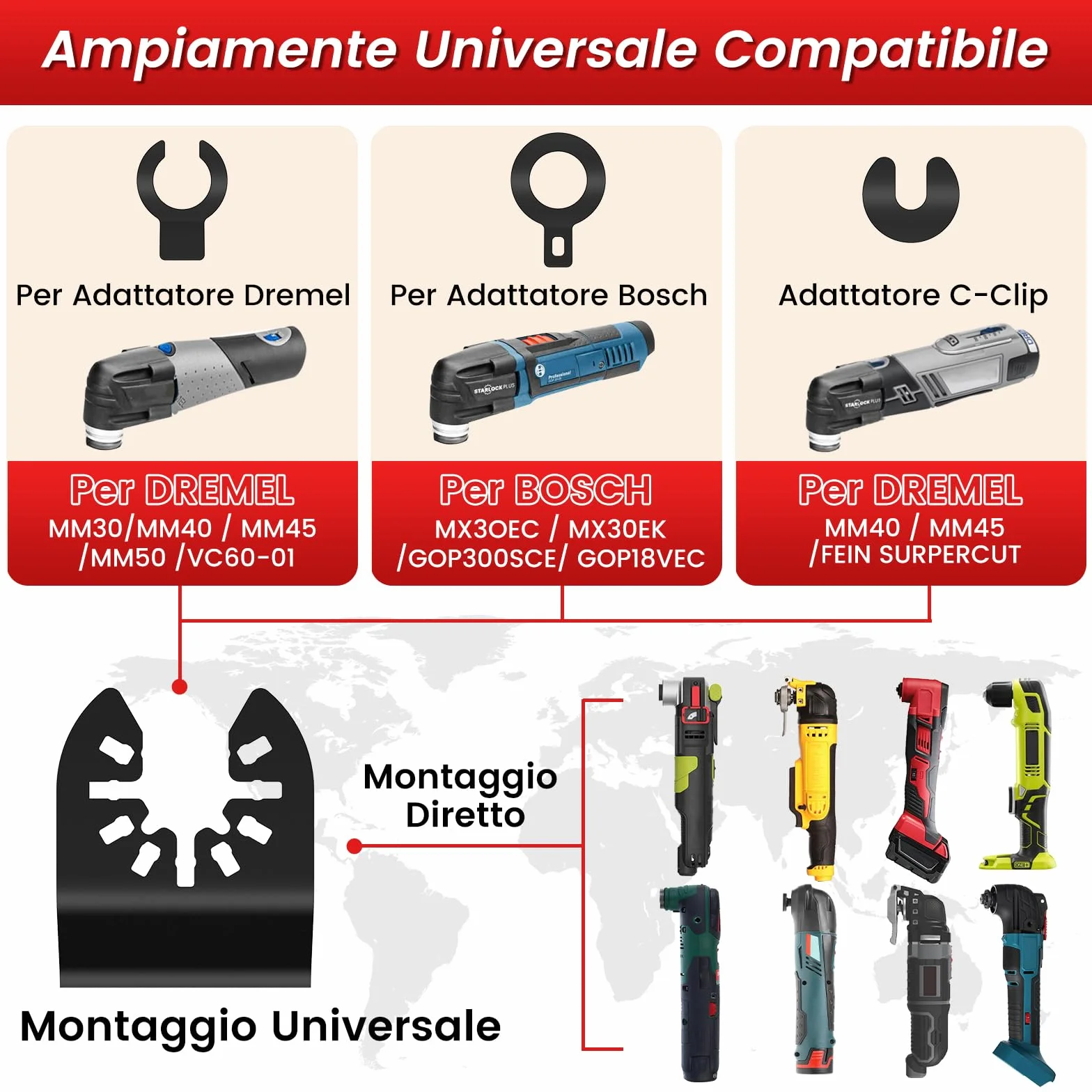 8Pezzi Titanio Lame Utensile Multifunzione Accessori per Utensili Oscillanti Lame Multifunzione Compatibili con DeW Makita Rockwell Bosch Milwaukee (8pz Extra-lungo)
