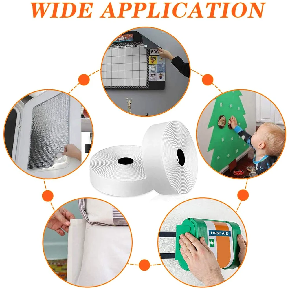Nastro Autoadesivo Biadesivo 25m, Aderenza Forte Pad Biadesivo con Chiusura a Strappo, per Tende, Finestre e DIY. - Bianca 3cm Larghezza