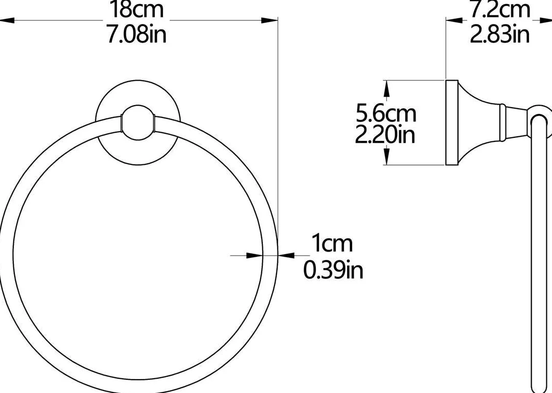 Portasciugamani Anello portasciugamani in Ottone Rotondo Appeso mensola portasciugamani Ciondolo Hardware per Bagno Accessori da Cucina a Parete, Argento