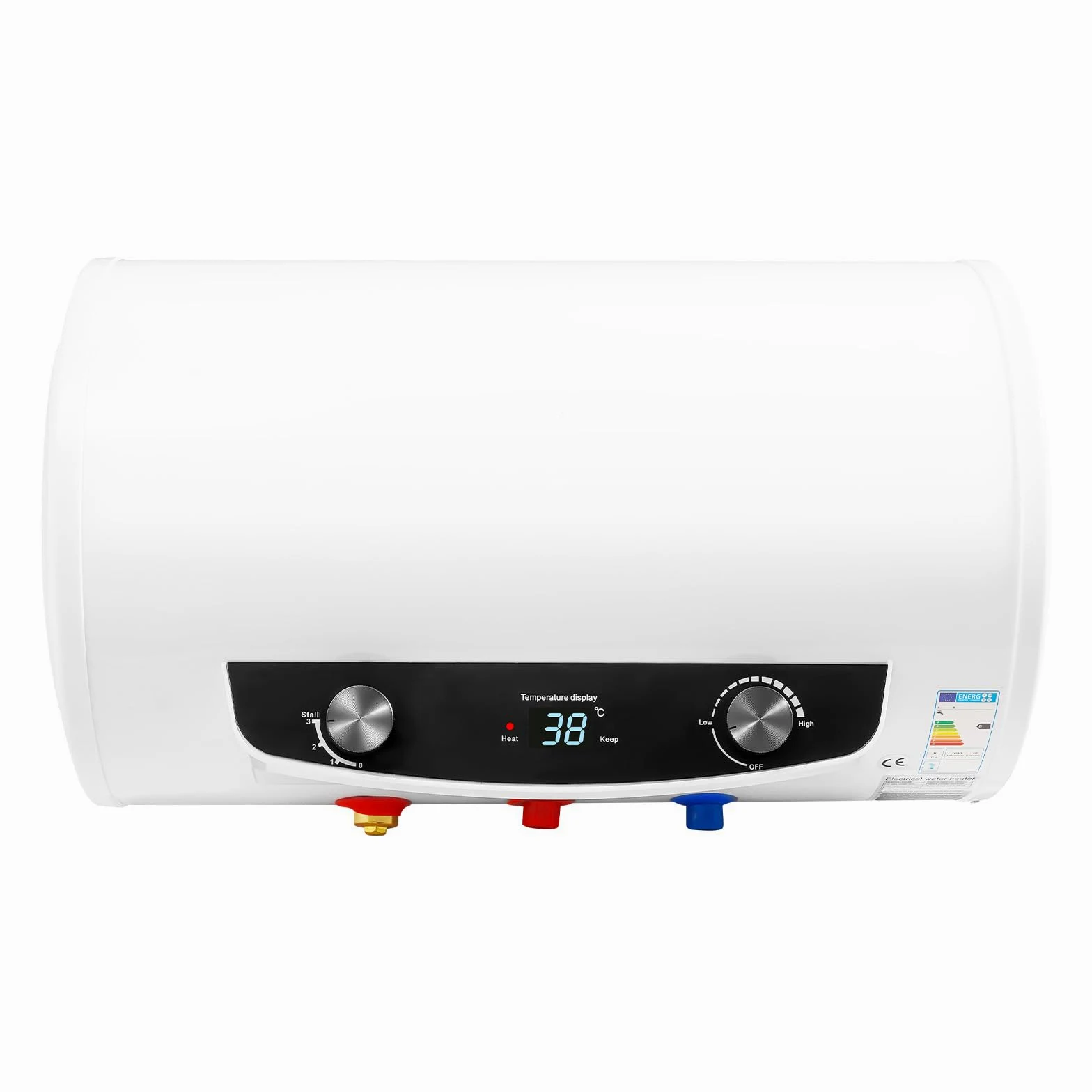 Caldaia elettrica da 35 l, serbatoio dell'acqua calda da 220 V, con protezione contro le perdite, 2000 W con indicatore di temperatura a LED, scaldabagno elettrico, bianco