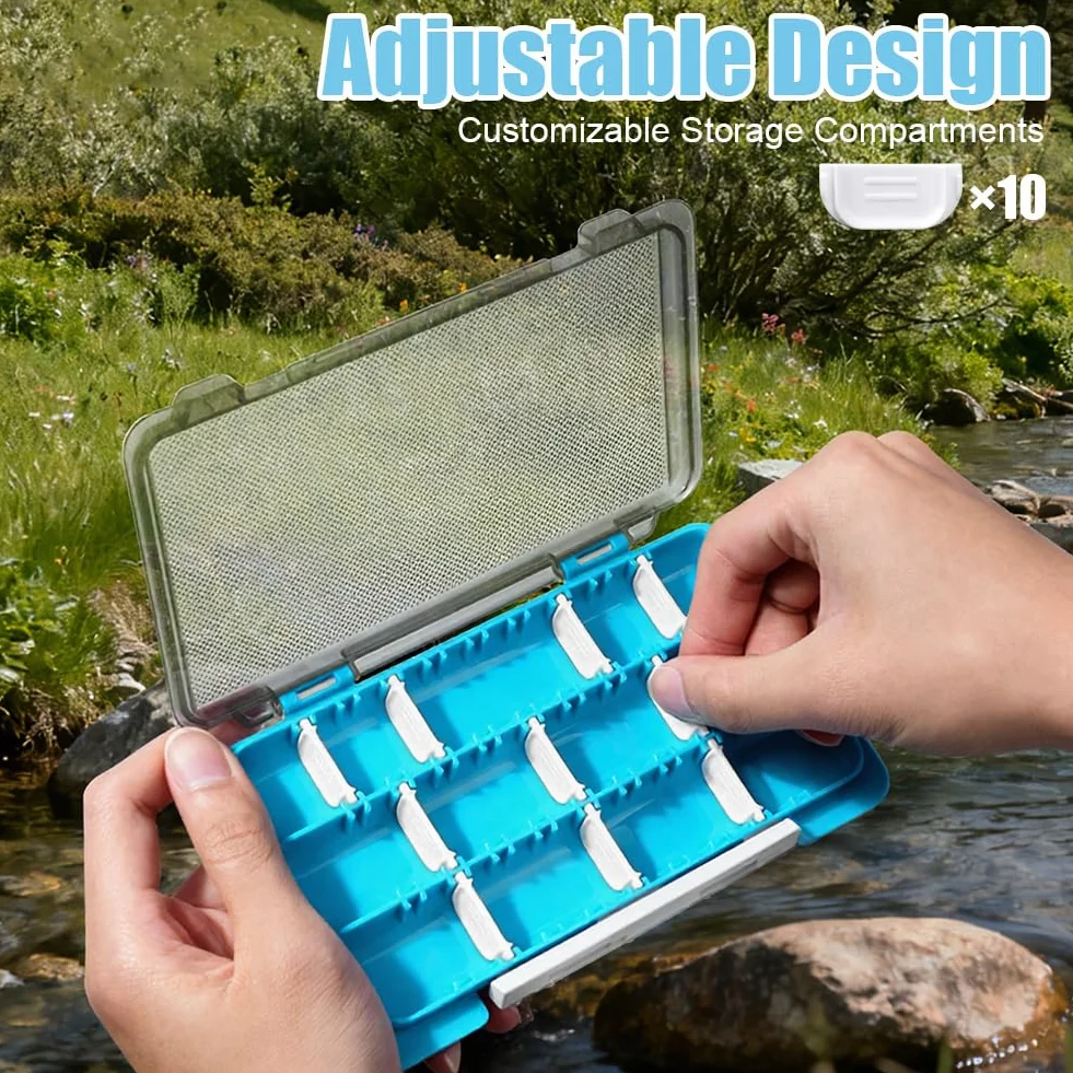 Vicloon Scatola Organizer per Attrezzatura da Pesca 2 in 1 con Subacquei Rimovibili, Plastica Blu