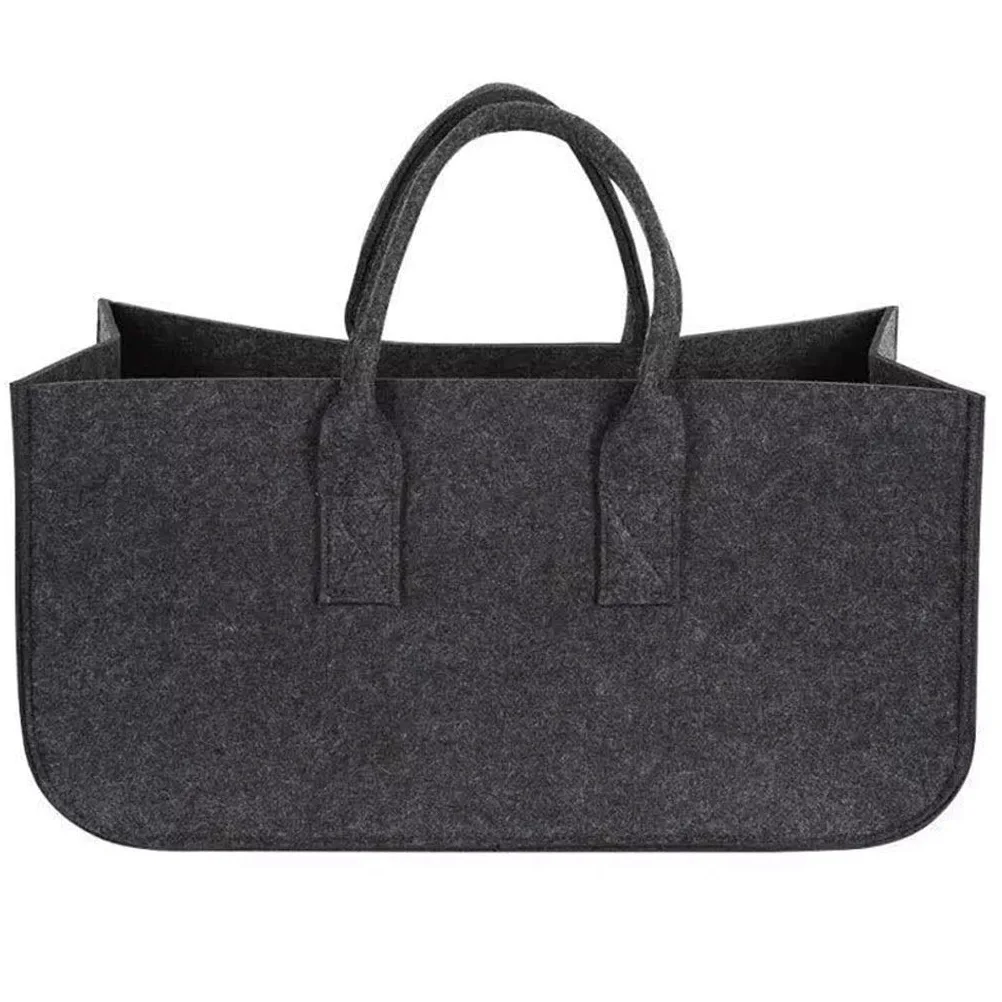 Borsa in feltro Borsa in legno per caminetto nero Cestino in feltro Tasca per legna da ardere Cesto per legna da ardere Cestino per bancarelle di giornali (A)