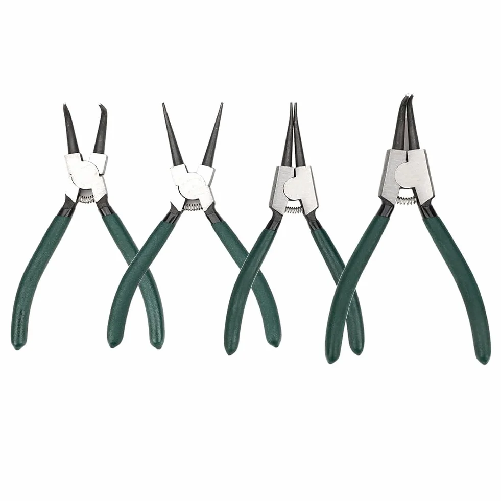 Set pinze per anelli elastici 17,8 cm acciaio ad alto tenore di carbonio rimozione interni esterni