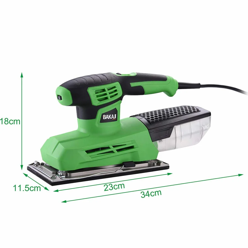 Bakaji Levigatrice Mouse Orbitale 300W 6000-12000 rpm Aspiratore Integrato 23x11 cm 10 Fogli Abrasivi