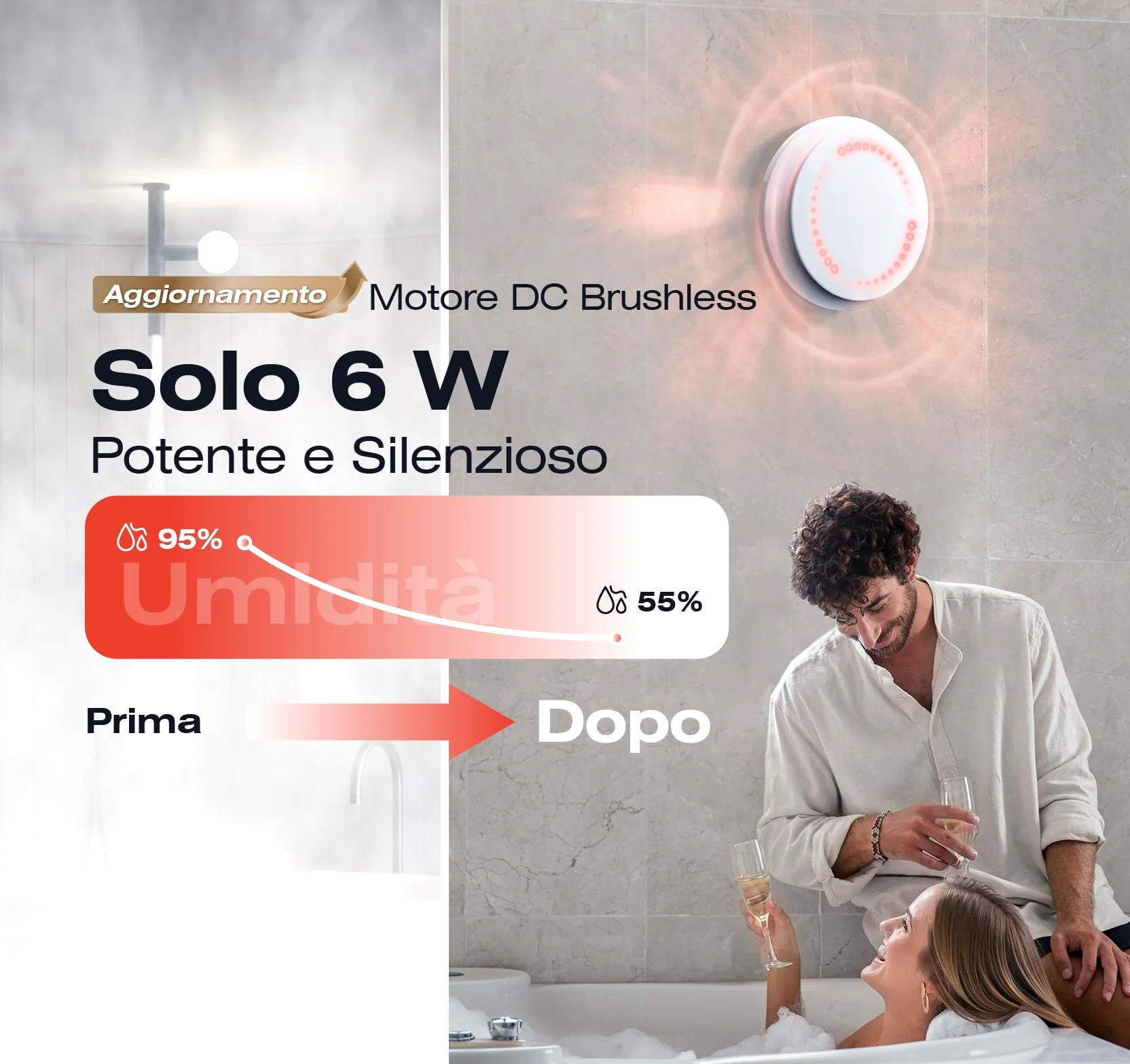 Aspiratore Bagno 100 mm Reversibile, 6 Velocità, Indicatore Luminoso, Ventola Aspirazione Bagno con Telecomando, Memoria Intelligente, IPX4, Estrattore Aria Silenzioso per Bagno WC